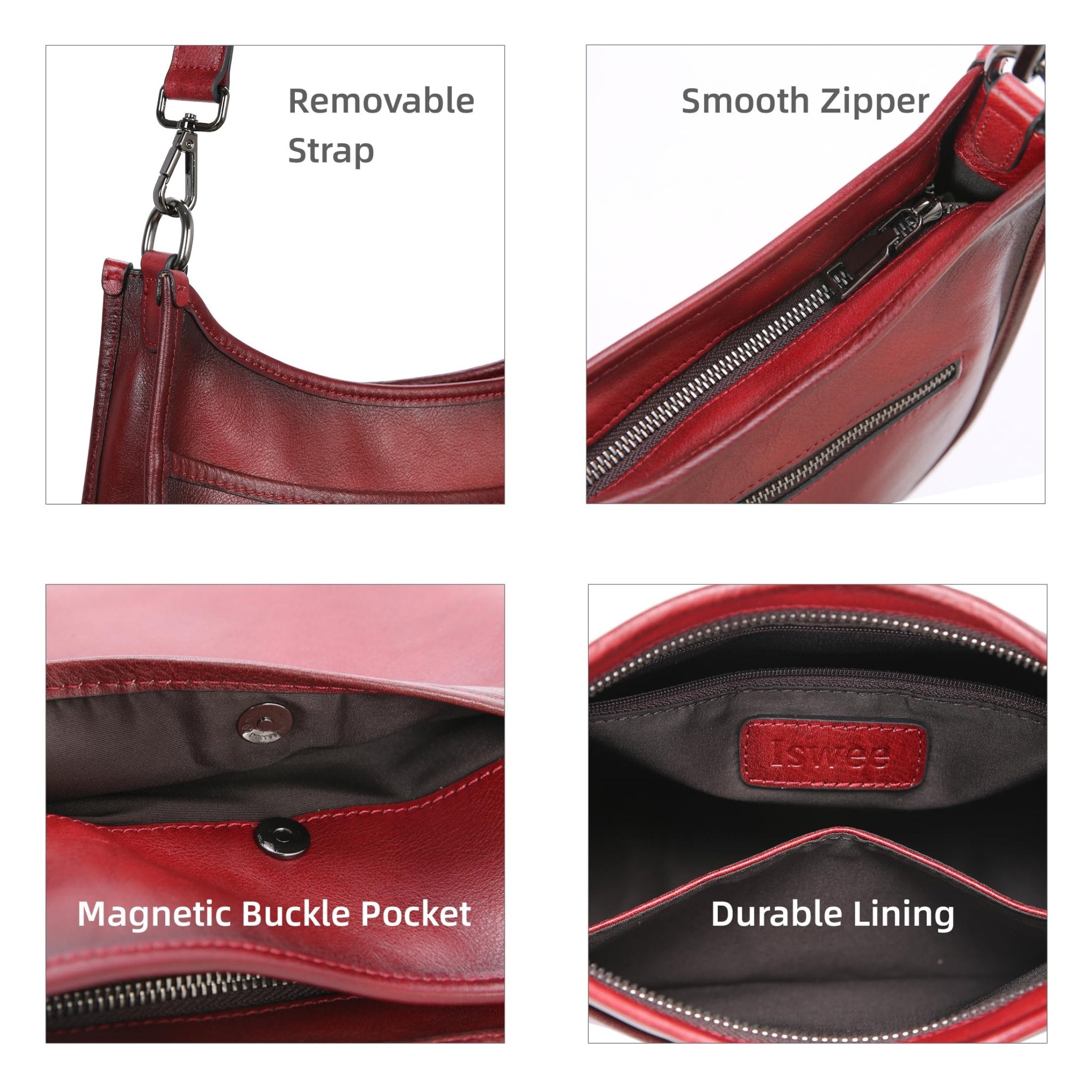 Iswee Crossbody Bags for Women Genuine Leather Purses Vintage Shoulder Handbags Travel Cross Body Bag with Boho Strap