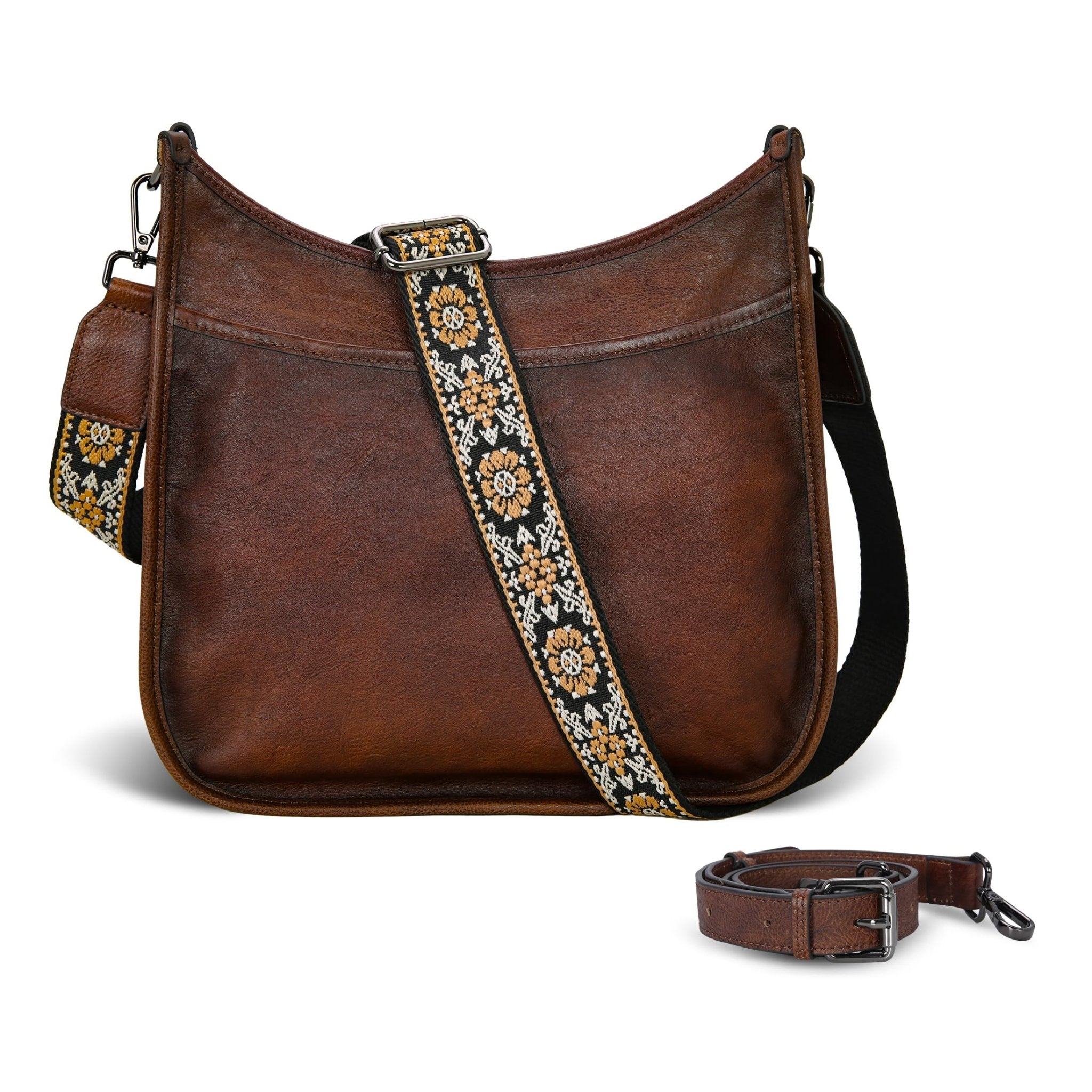 Iswee Crossbody Bags for Women Genuine Leather Purses Vintage Shoulder Handbags Travel Cross Body Bag with Boho Strap