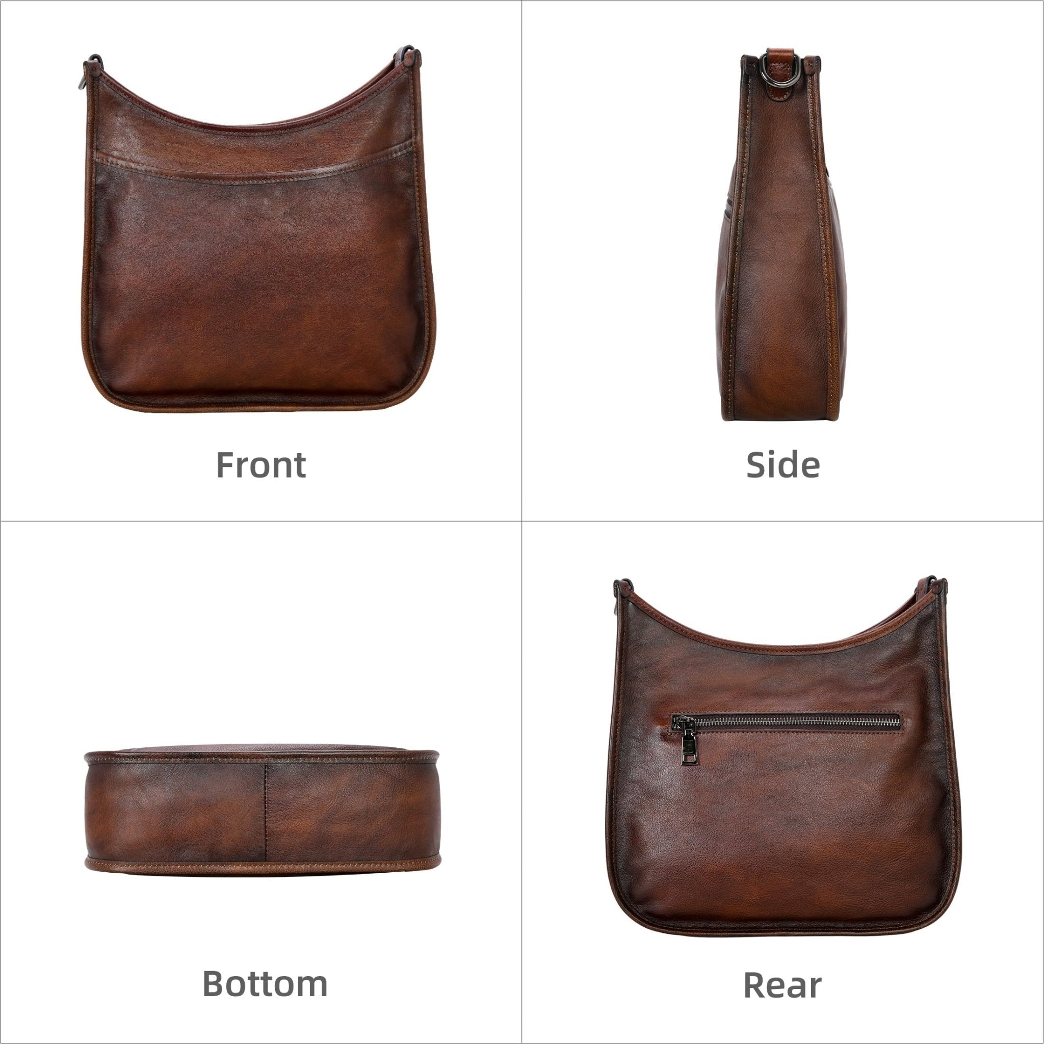 Iswee Crossbody Bags for Women Genuine Leather Purses Vintage Shoulder Handbags Travel Cross Body Bag with Boho Strap