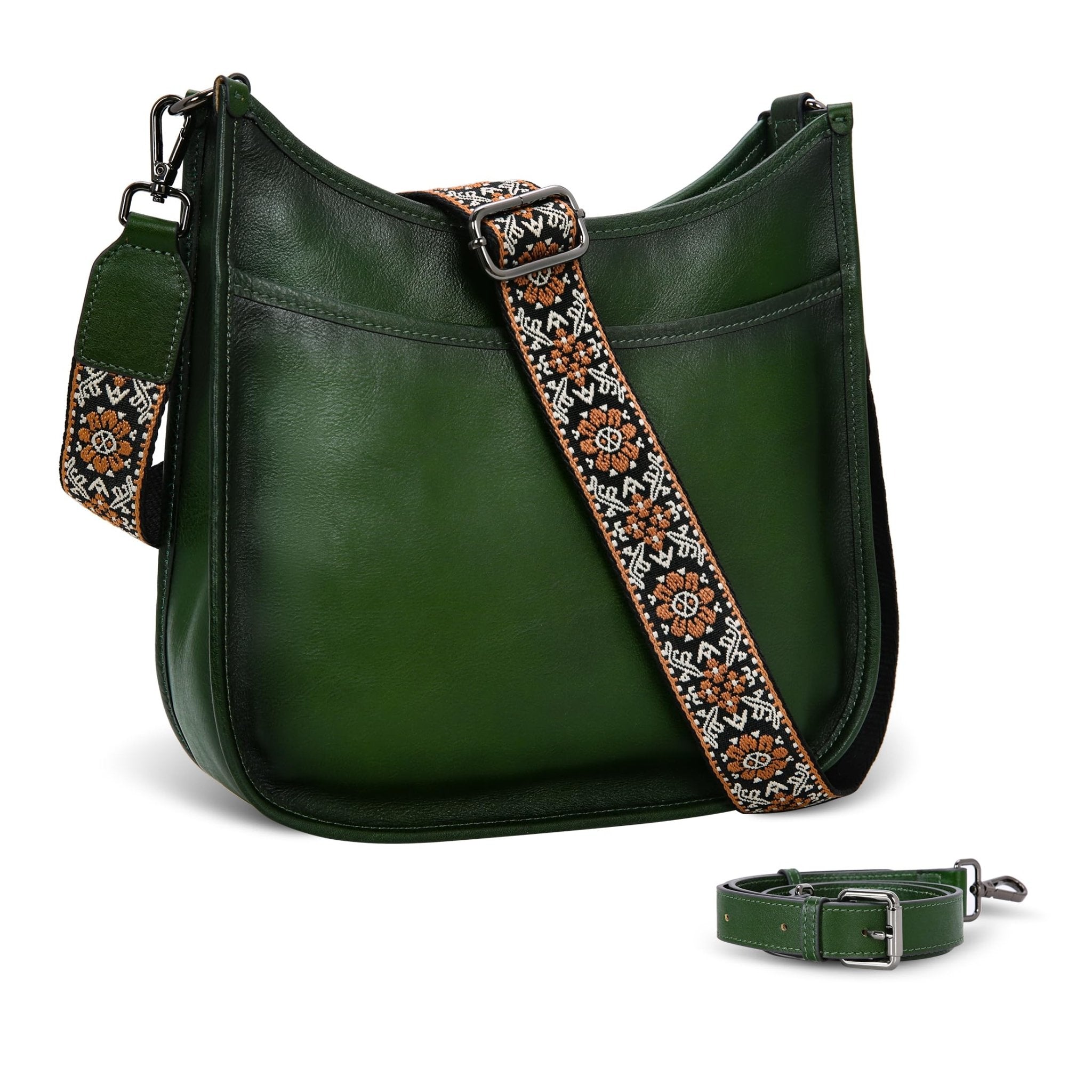 Iswee Crossbody Bags for Women Genuine Leather Purses Vintage Shoulder Handbags Travel Cross Body Bag with Boho Strap