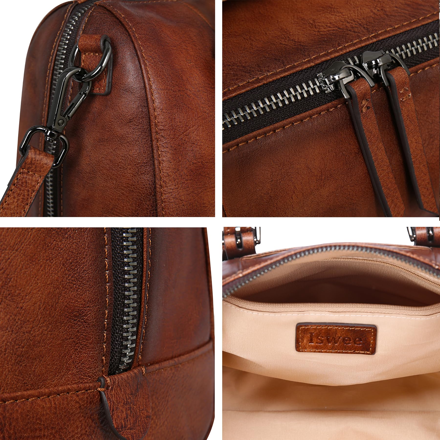 Iswee Genuine Leather Purses for Women Designer Hobo Crossbody Bag Satchel Handbags Top Handle Purses for Travel