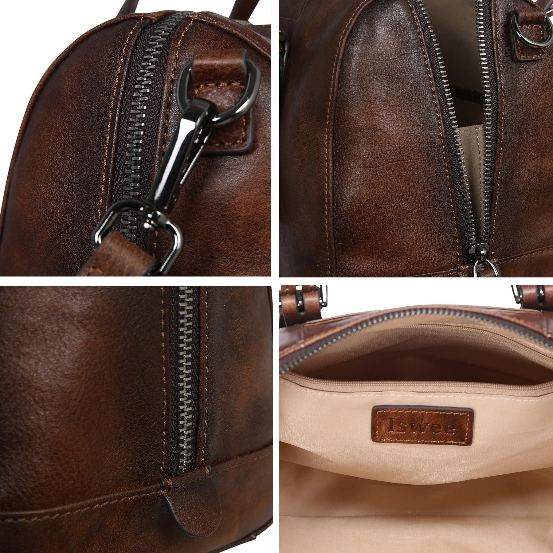 Iswee Genuine Leather Purses for Women Designer Hobo Crossbody Bag Satchel Handbags Top Handle Purses for Travel