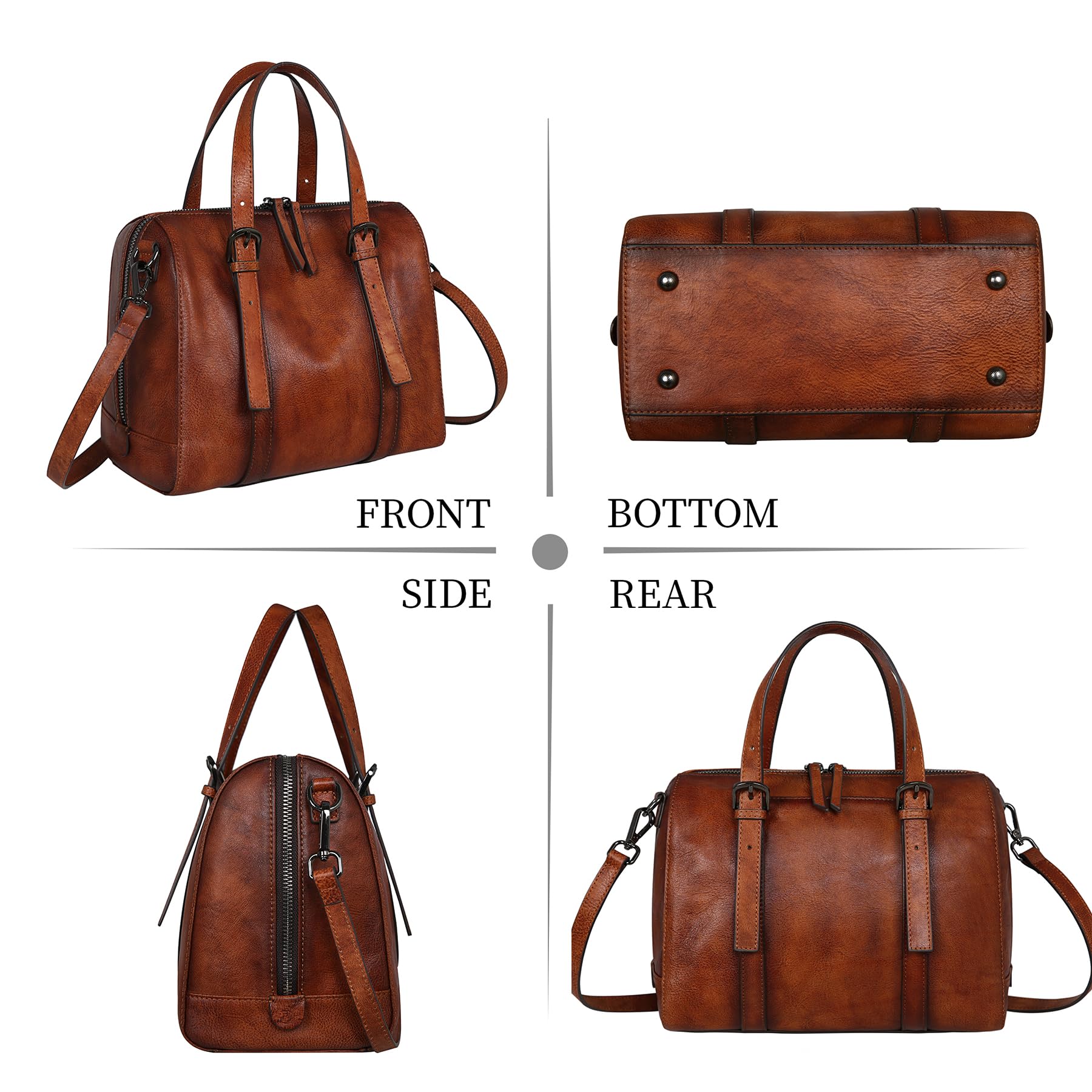 Iswee Genuine Leather Purses for Women Designer Hobo Crossbody Bag Satchel Handbags Top Handle Purses for Travel