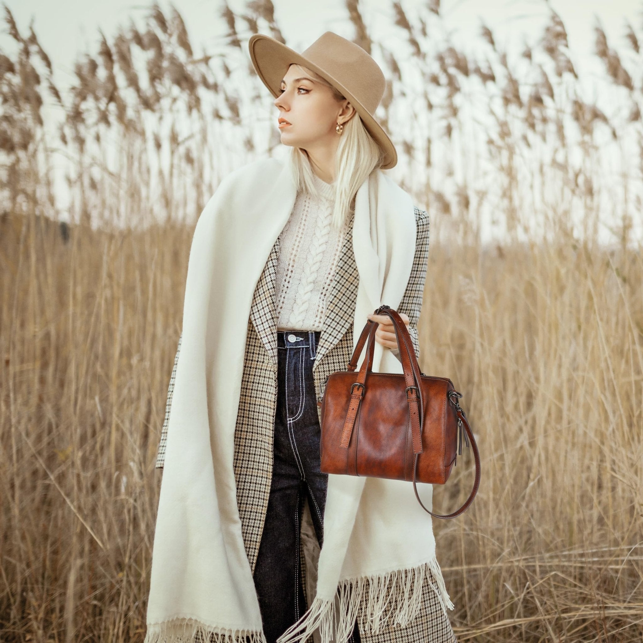 Iswee Genuine Leather Purses for Women Designer Hobo Crossbody Bag Satchel Handbags Top Handle Purses for Travel