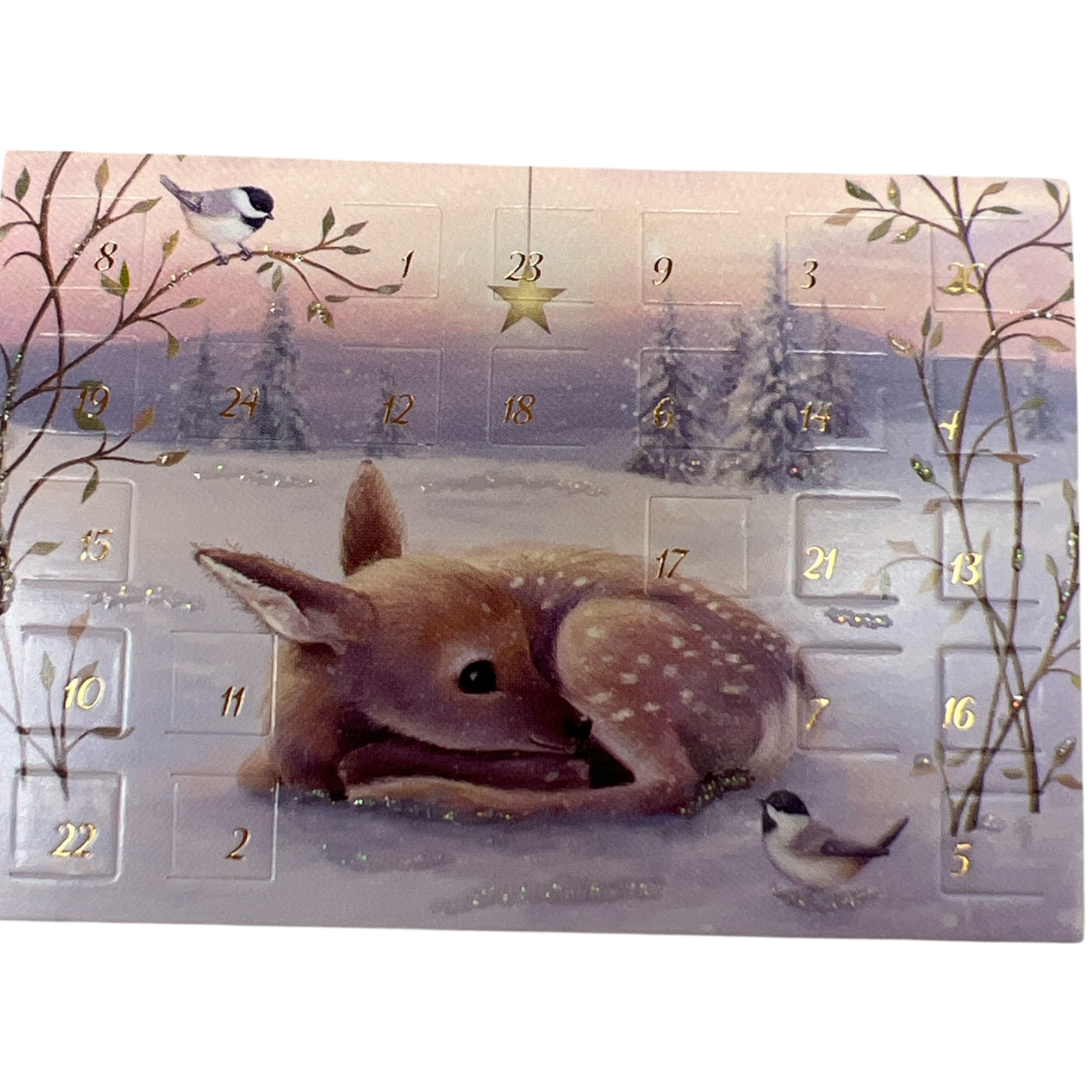 Resting Fawn Winter  Miniature Advent Calendar Card