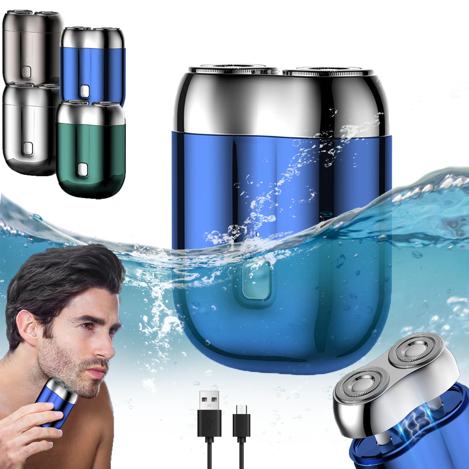 I.Ureza Mini Shaver, I.Ureza Shavers, Monhck - Mini Shave Portable ElectricShaver for Men, Electric Razor for Men Pocket Size Mini PortableShaver, Waterproof (Green)