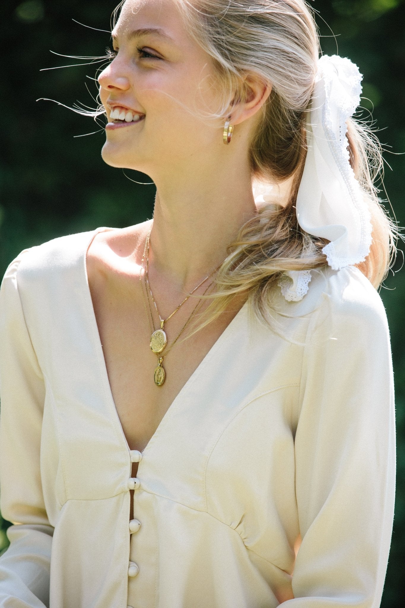 Ivory Silk Face Bandana - The Penelope Bandana