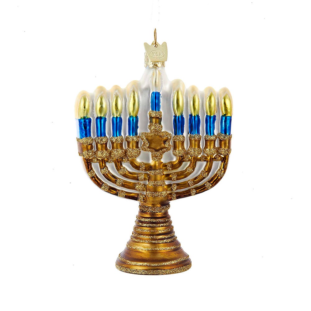Gold Glass Menorah Ornament