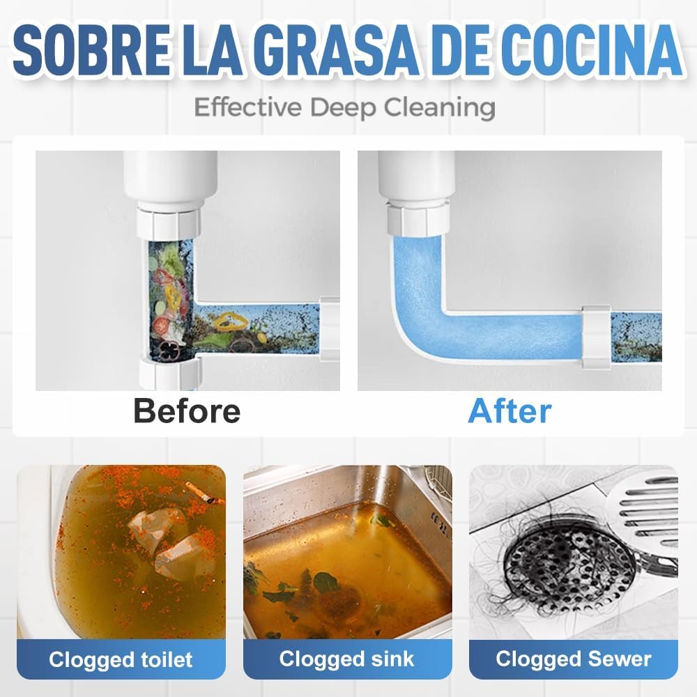 Ivyever Drain Cleaner, Ailson Sink and DrainCleaner, Dodrado DrainCleaner, Worldtornado Sink Drain Cleaner, Dredge Blast Pipe Cleaner, Powerful Pipe Dredging Agent for Home Kitchen Toilet (2)