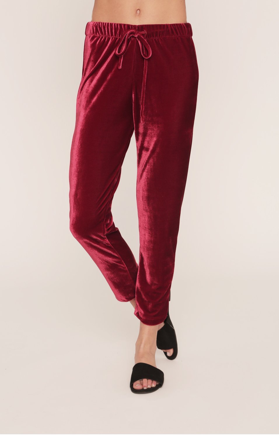 Jagger Joggers | Red Velvet Pants | Sangria Red