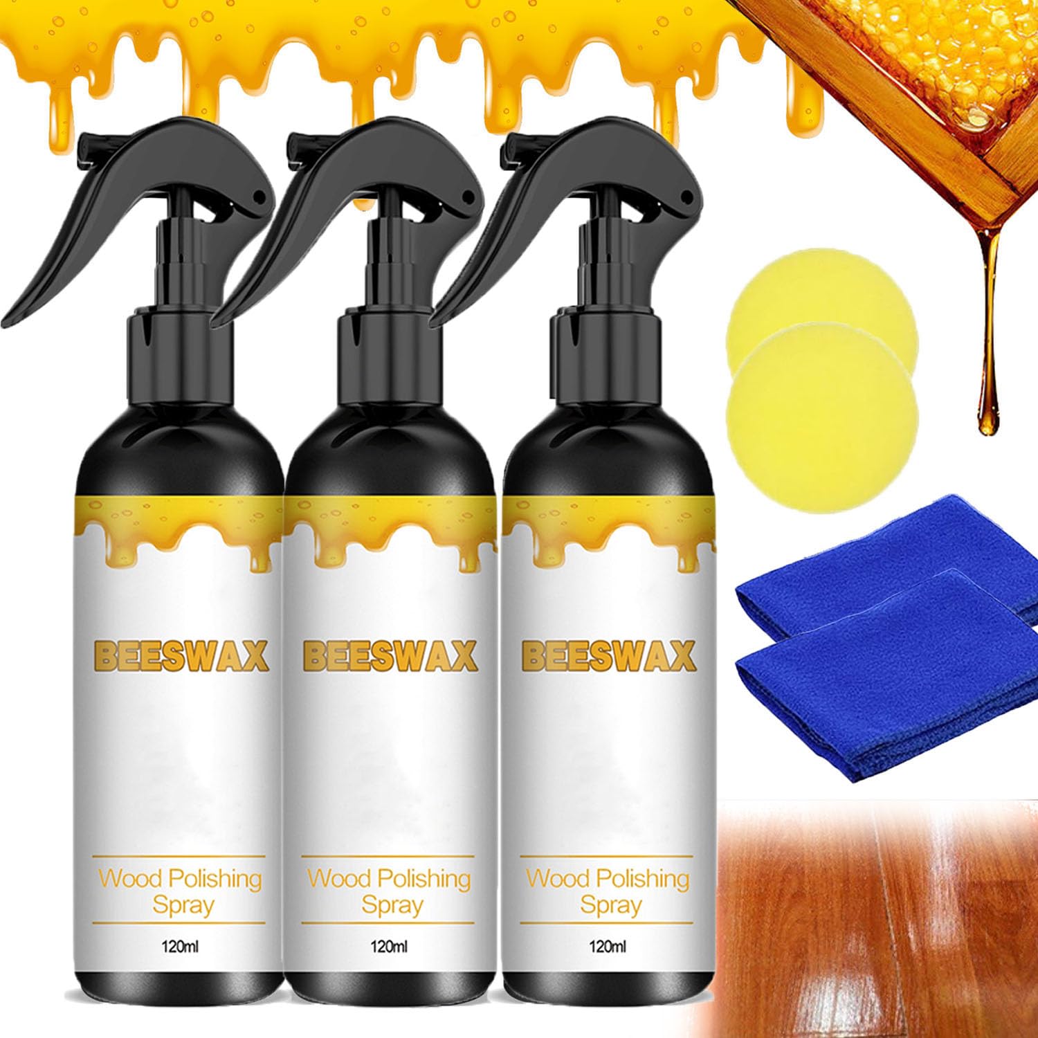 Jaysung Natural Beeswax Care Spray & Restorer, 2025 Natural Micro-Molecularized Beeswax Spray,Beeswax Essential Oil Wax,Bee Wax Sprays,Bee S wax Polish Sprays,BeeswaxSpray for Floors and Furniture (2)