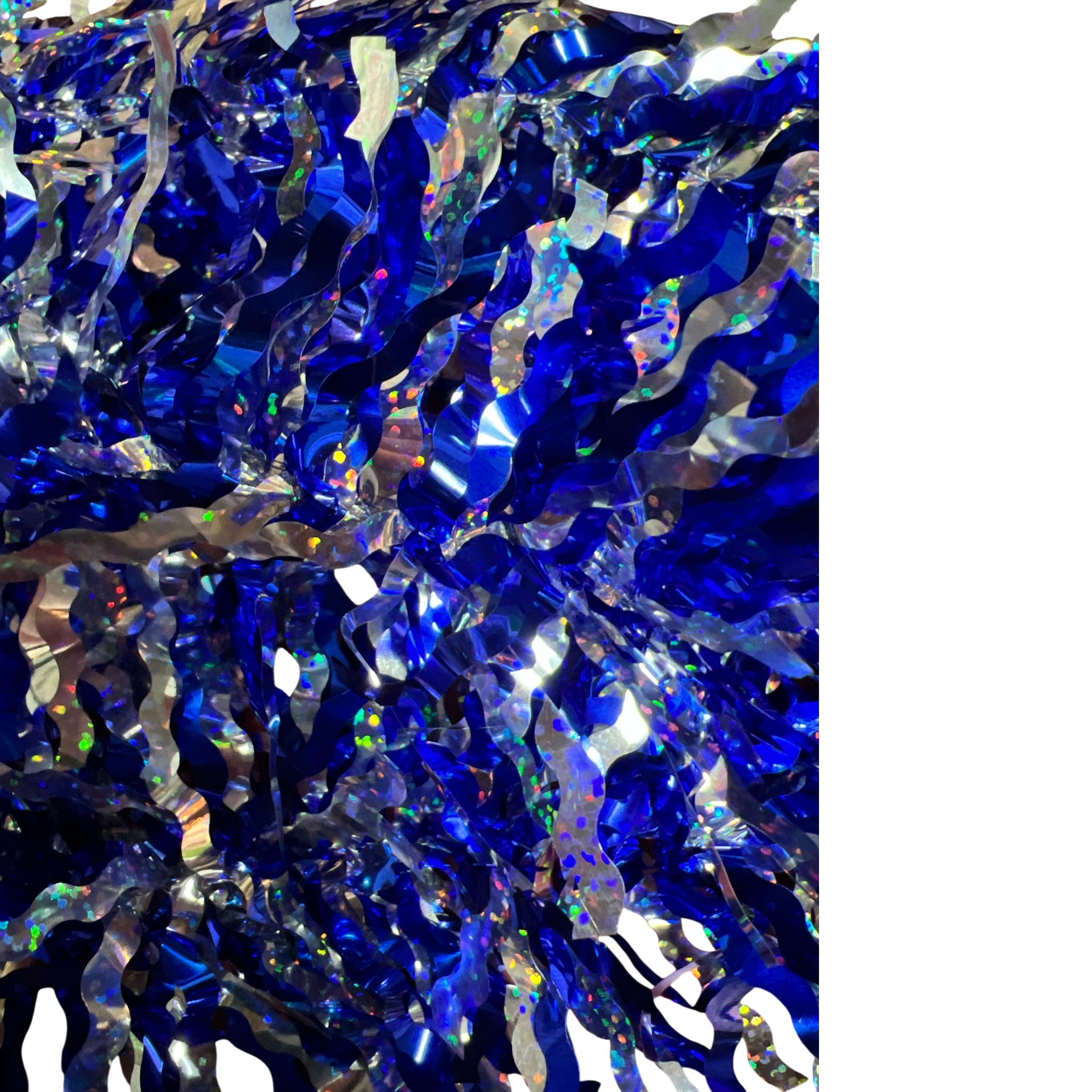 Blue and  Silver  Holographic  Garland  Wavy Cut  3ply
