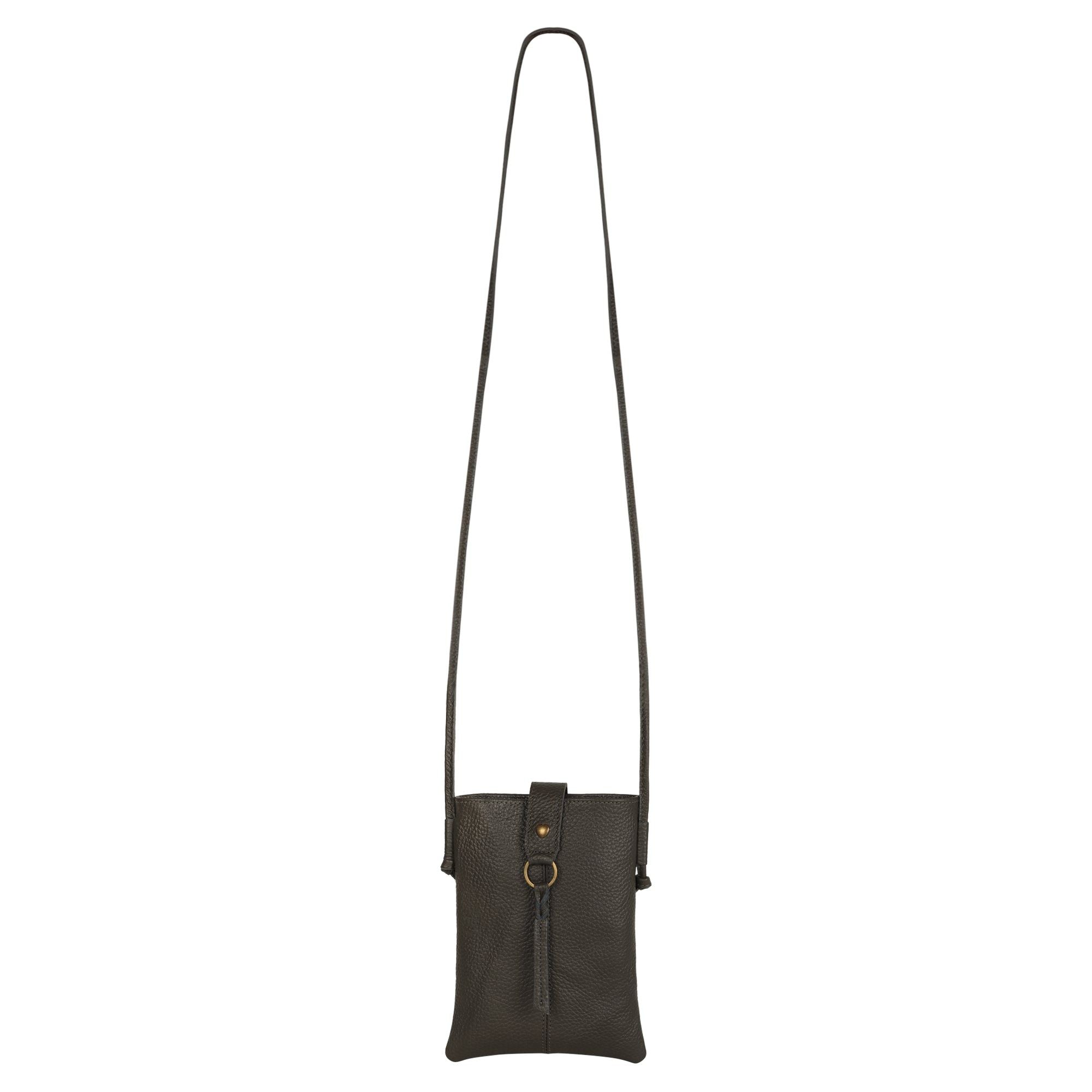 Jennie Small crossbody bag w/ slim strap closure & tassel - Deepest Brown