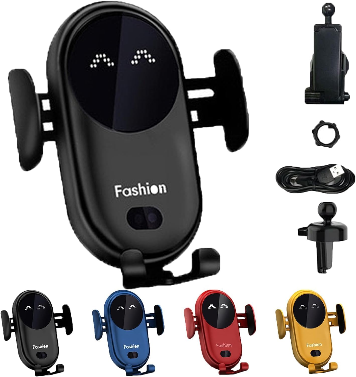 Jerrycherries Phone Holder, Jerrycherries Car Phone Holder, Marvulur Car Phone Holder, Marvulur Smart Car Wireless Charger Phone Holder, Smart Sensor Car Wireless Charger, Fashion Car Charger (Red)