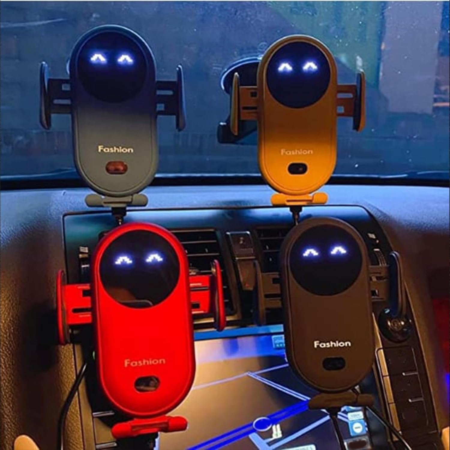 Jerrycherries Phone Holder, Jerrycherries Car Phone Holder, Marvulur Car Phone Holder, Marvulur Smart Car Wireless Charger Phone Holder, Smart Sensor Car Wireless Charger, Fashion Car Charger (Red)