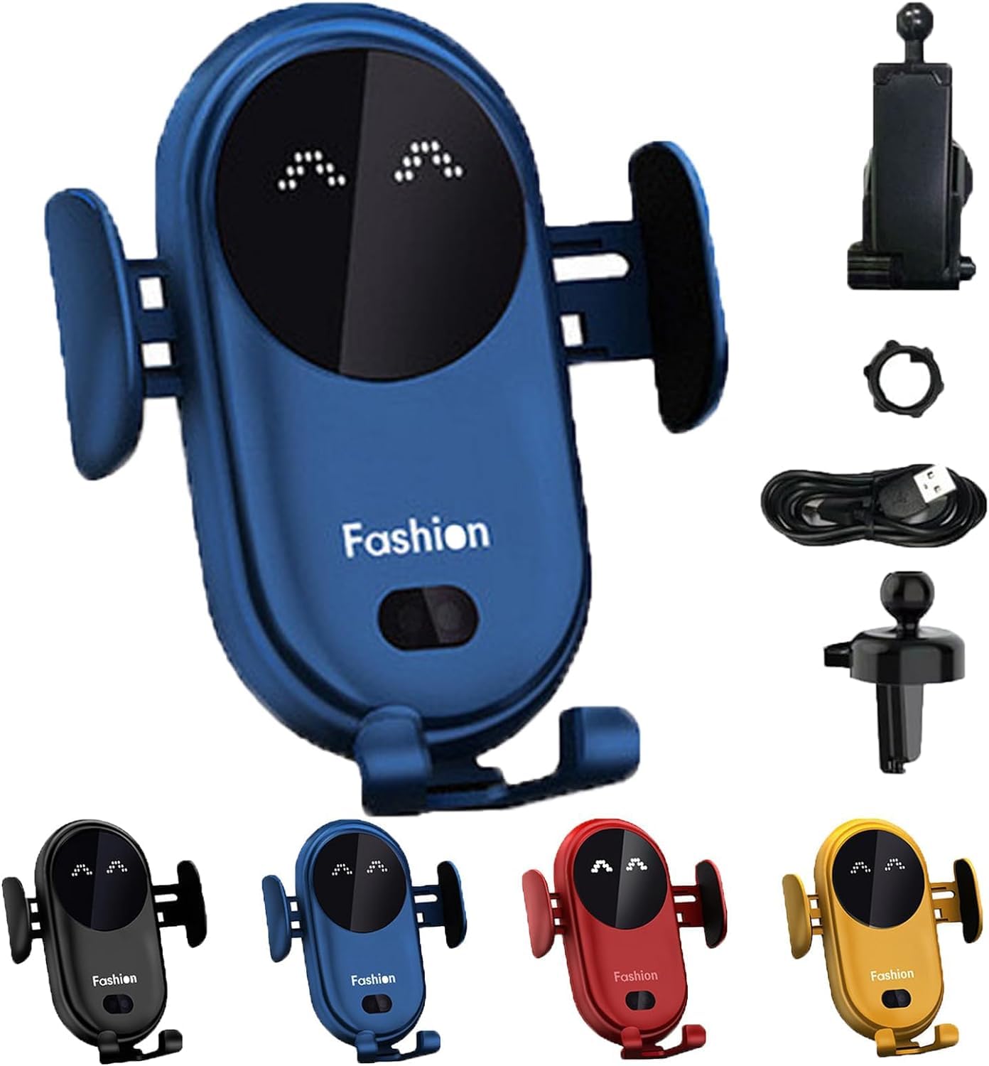 Jerrycherries Phone Holder, Jerrycherries Car Phone Holder, Marvulur Car Phone Holder, Marvulur Smart Car Wireless Charger Phone Holder, Smart Sensor Car Wireless Charger, Fashion Car Charger (Red)