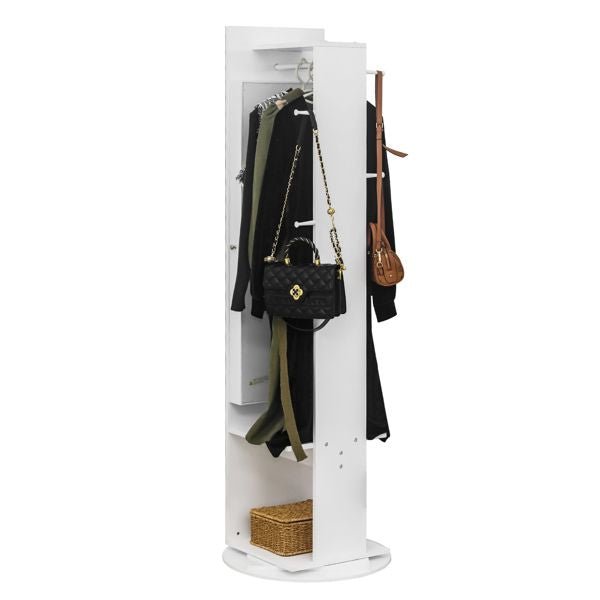 Jewelry Armoire with Full Length Mirror 360° and Large Capacity Jewelry Organizer Armoire; Lockable Mirror with Jewelry Storage; Coat Rack; Multi Storage Shelves