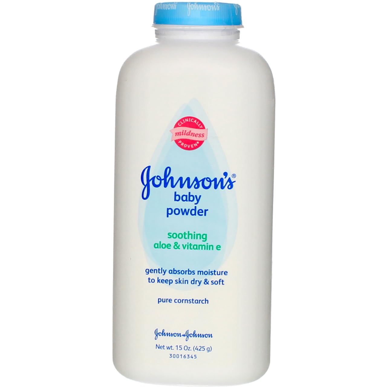 Johnson's Baby Powder with Naturally Derived Cornstarch, Aloe & Vitamin E for Delicate Skin, Hypoallergenic, Free of Parabens, Phthalates & Dyes for Gentle Baby Skin Care, 15 oz