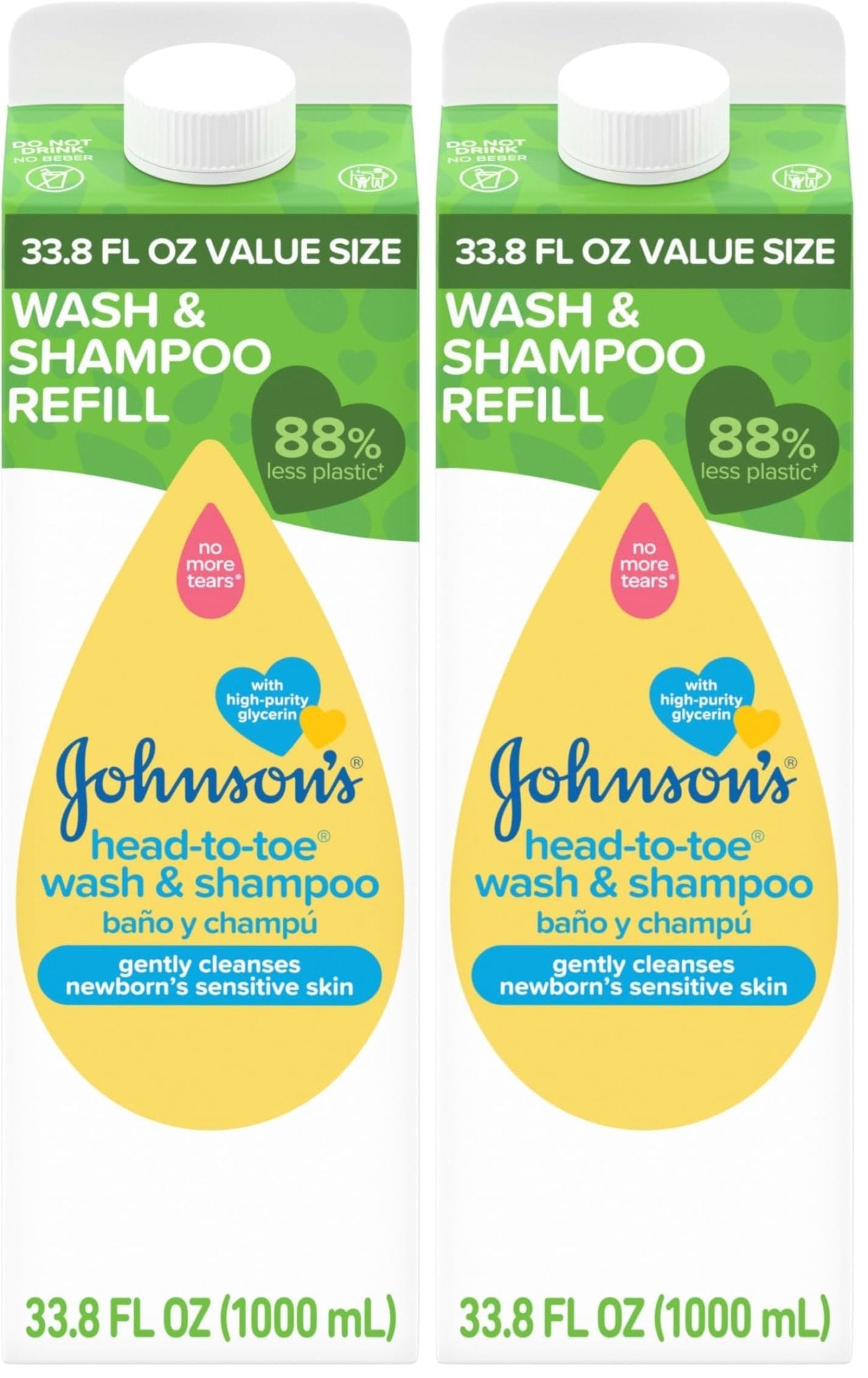 Johnson's Head-to-Toe Gentle Tear-Free Baby & Newborn Wash & Shampoo, Sulfate-, Paraben- Phthalate- & Dye-Free, Hypoallergenic Wash for Sensitive Skin & Hair, 27.1 fl. Oz