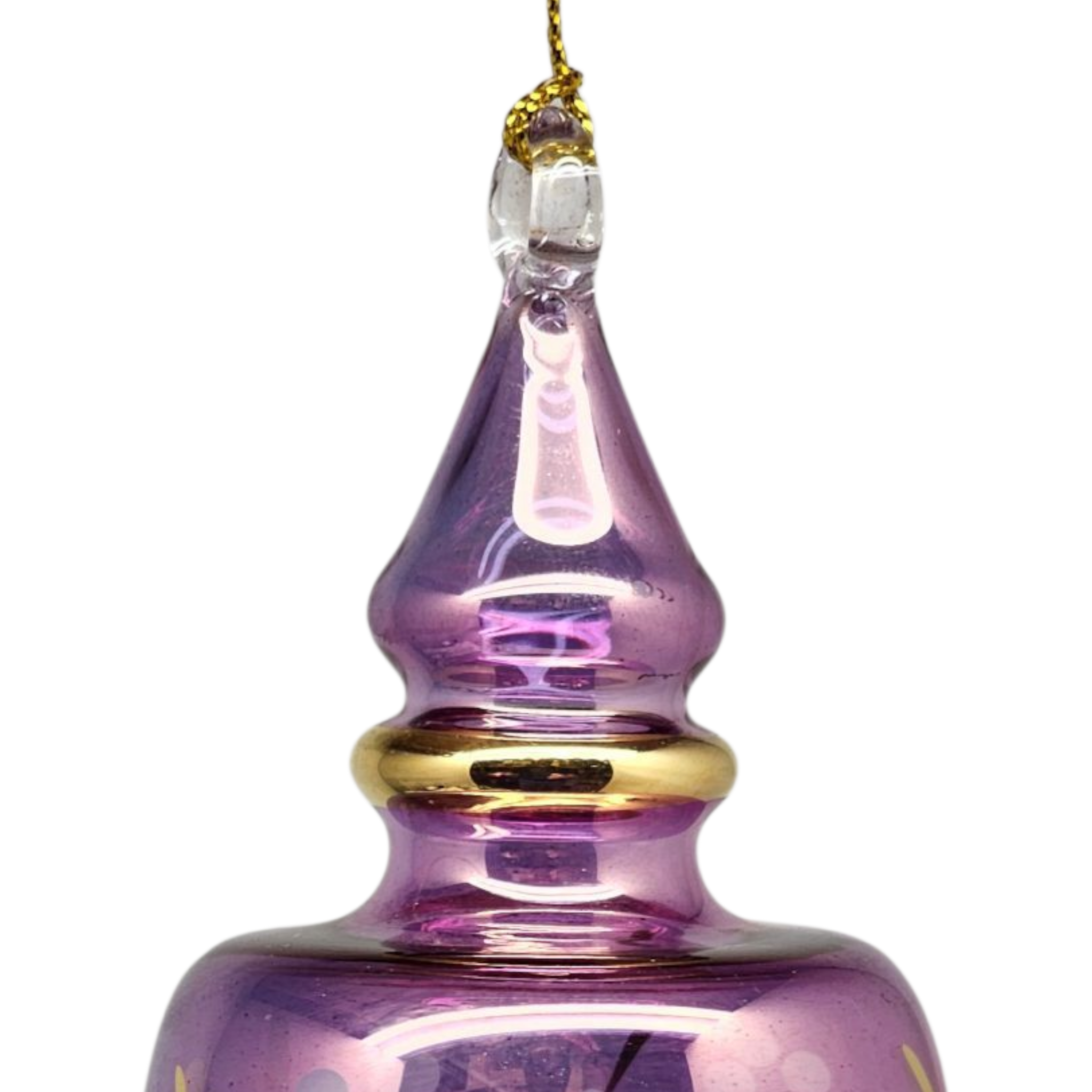Double Pointed Blown Glass Box Ornament - Purple