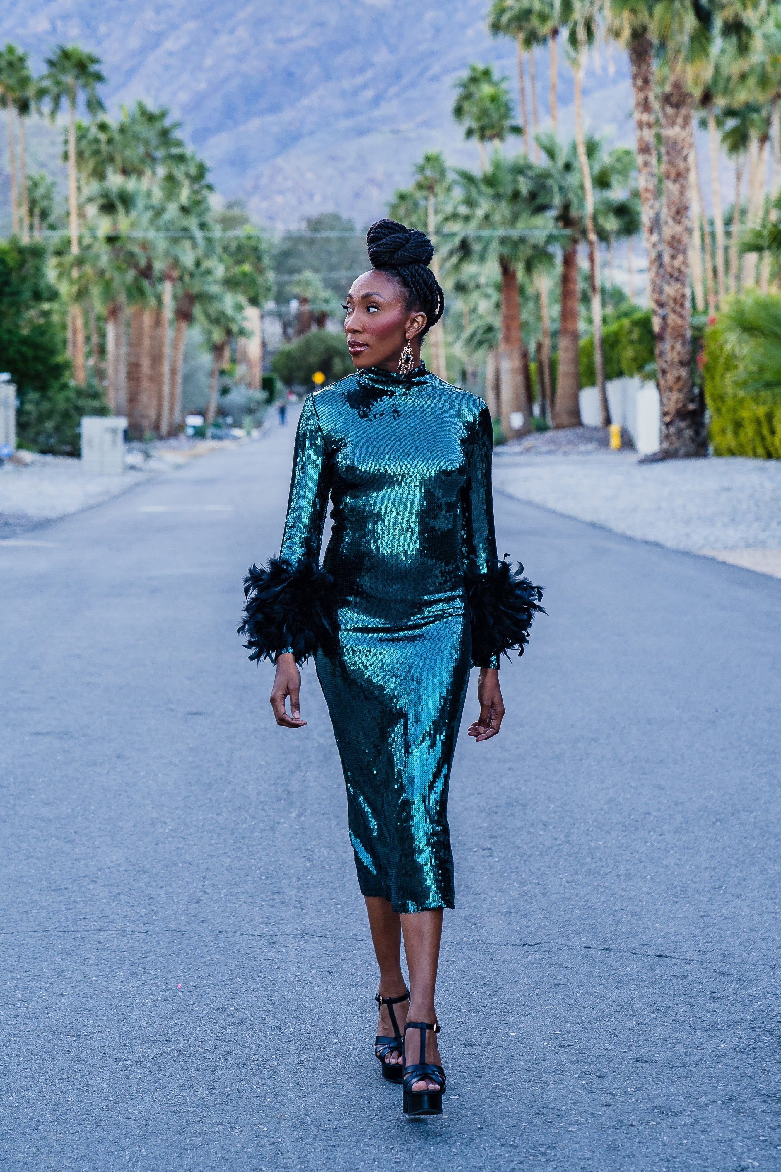 Julianne Dress in Gooseberry Sequin