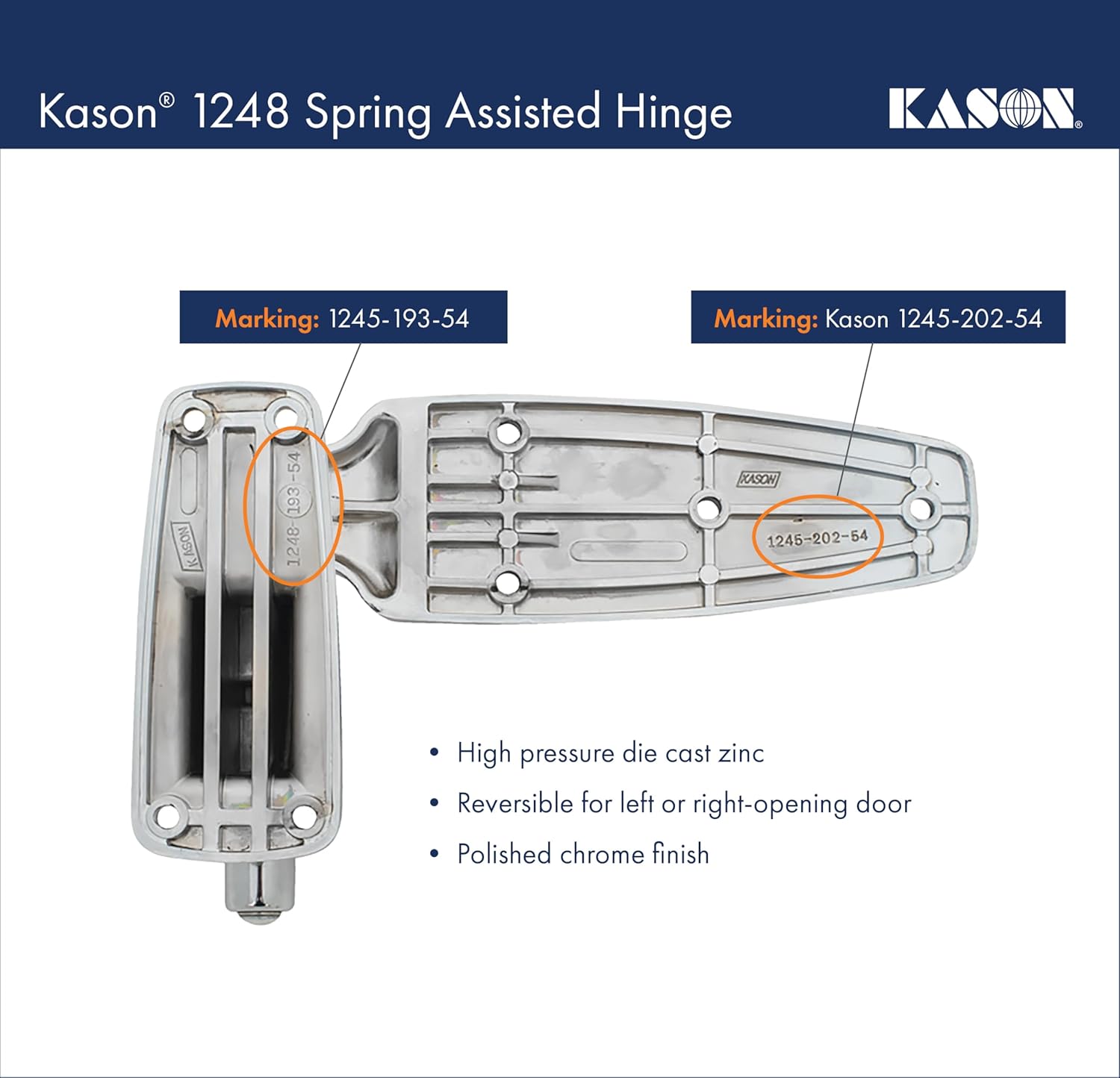 Kason 1248 Spring Assisted Hinge, Flush, 11248000004