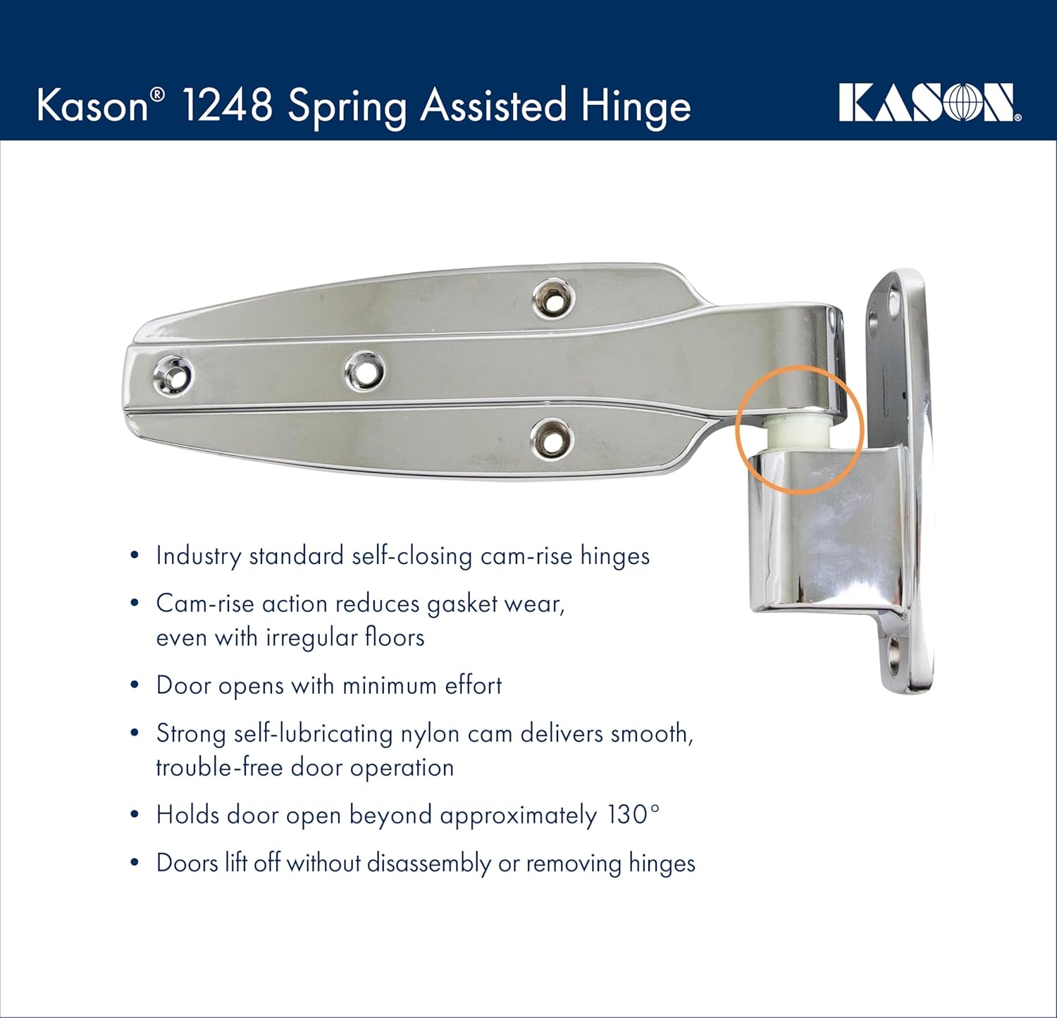 Kason 1248 Spring Assisted Hinge, Pack of 2, Flush Offset, 11248000004