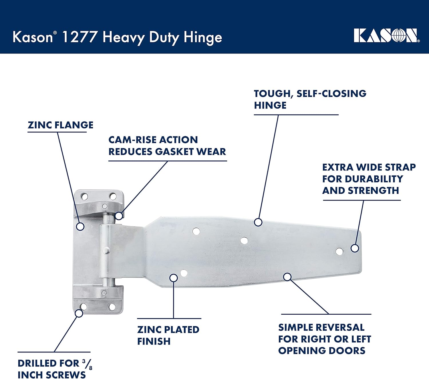 Kason 1277 Series Heavy Duty Hinges, Pack of 2, Flush Offset, 11277T00004