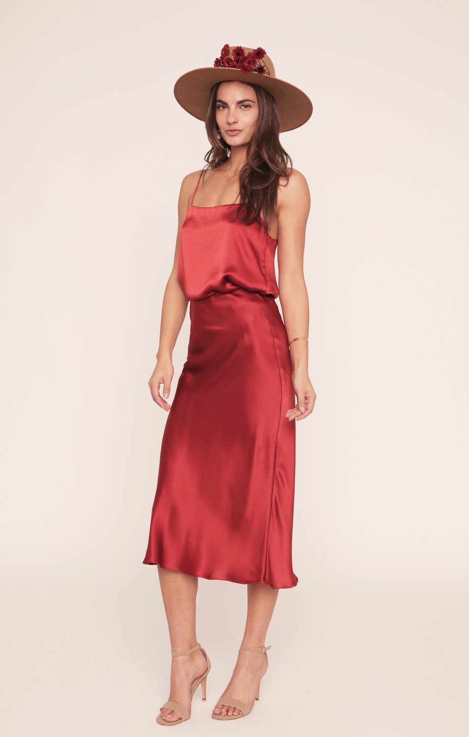Kendall Slip | Tango Red Silk Skirt