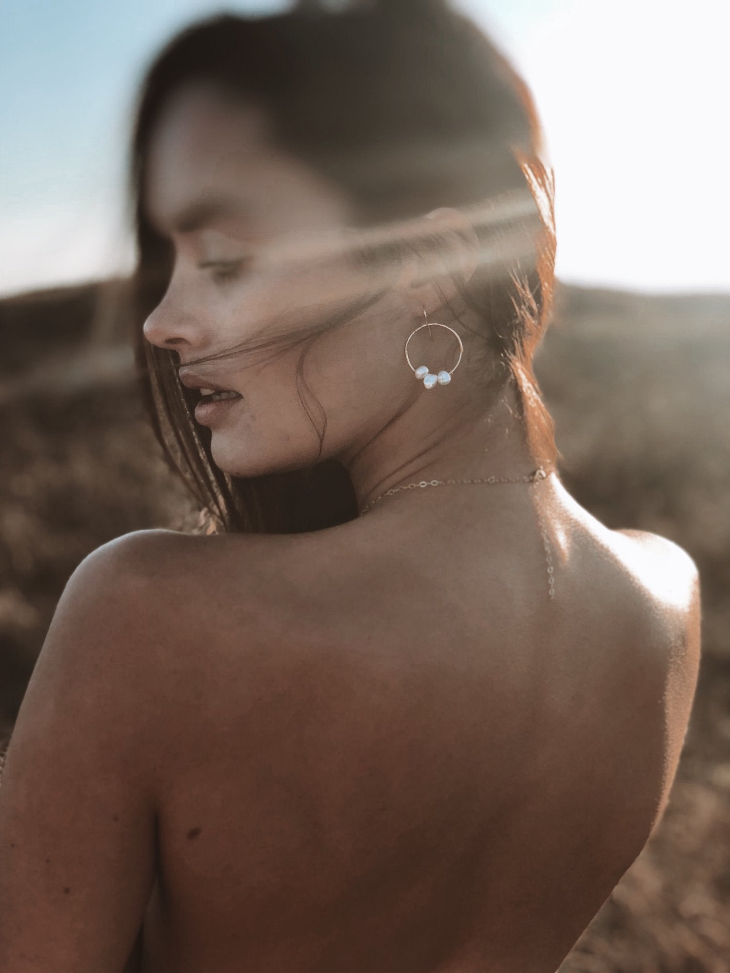 Freshwater Keshi Pearl Hoops by Toasted Jewelry