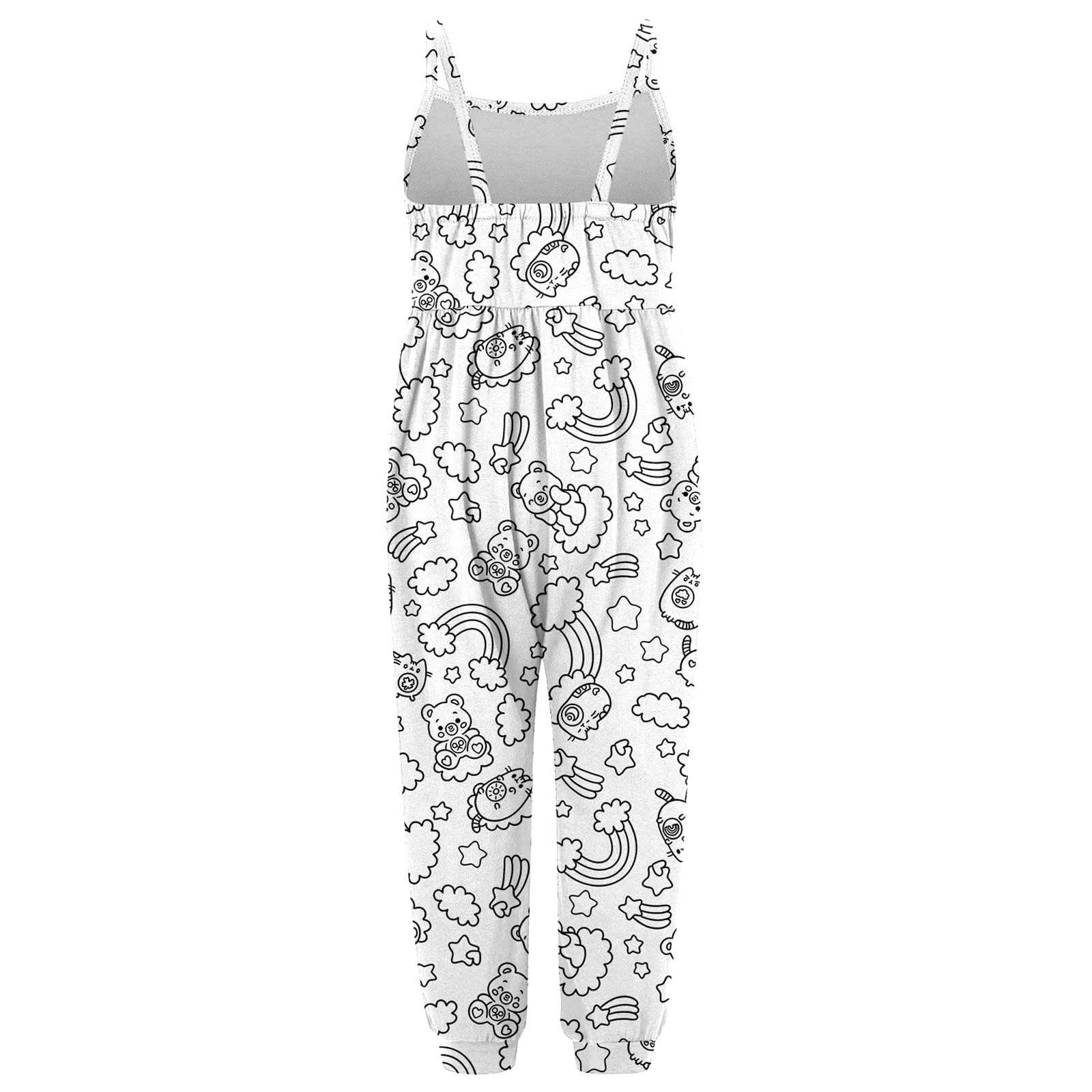 Kid DIY Hand Painted Homewear Jumpsuit Sleeveless Romper Outfits Pants Clothes for Boy and Girl Can Play with and Wear