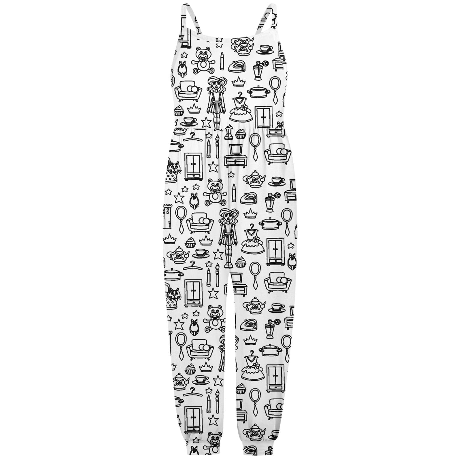 Kid DIY Hand Painted Homewear Jumpsuit Sleeveless Romper Outfits Pants Clothes for Boy and Girl Can Play with and Wear