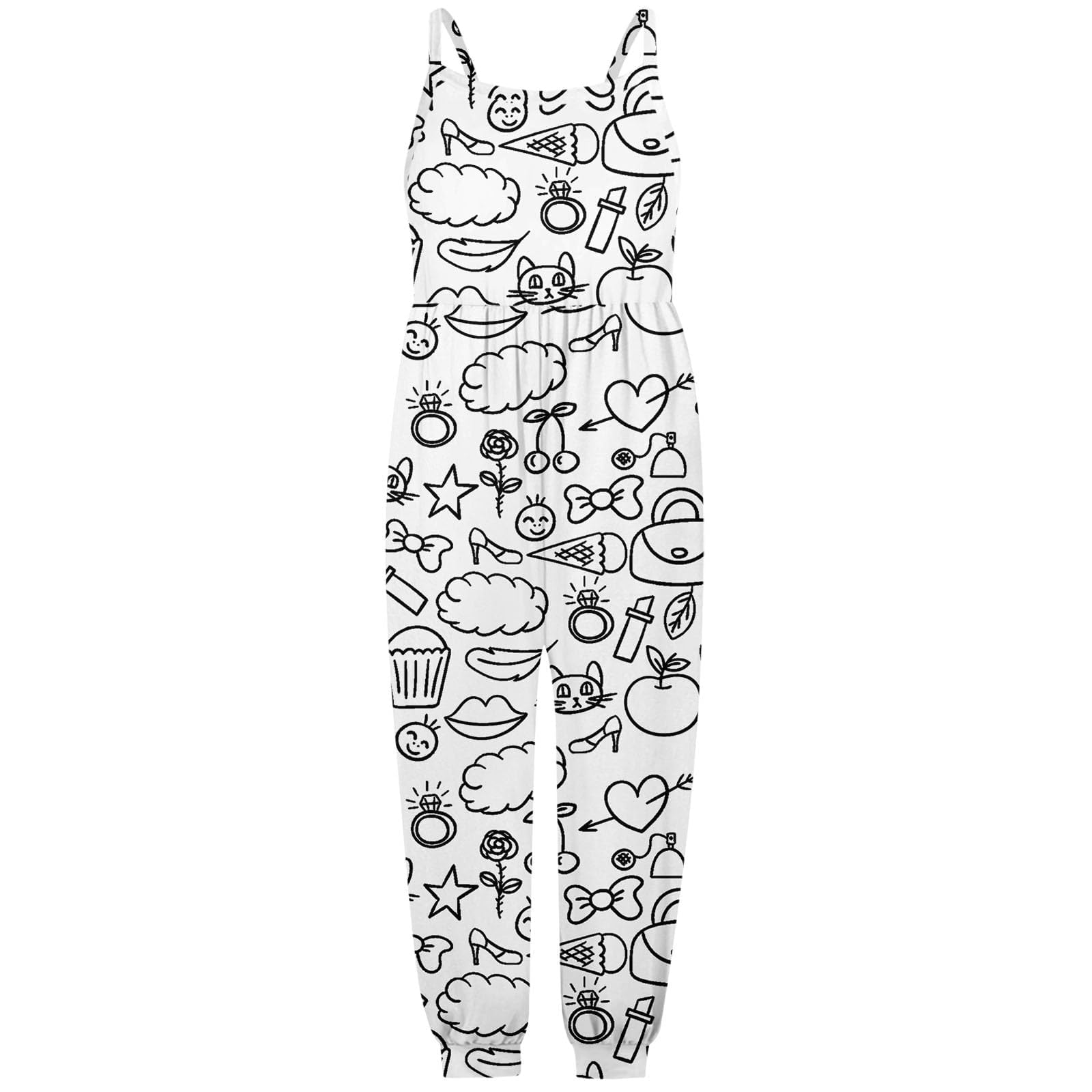 Kid DIY Hand Painted Homewear Jumpsuit Sleeveless Romper Outfits Pants Clothes for Boy and Girl Can Play with and Wear