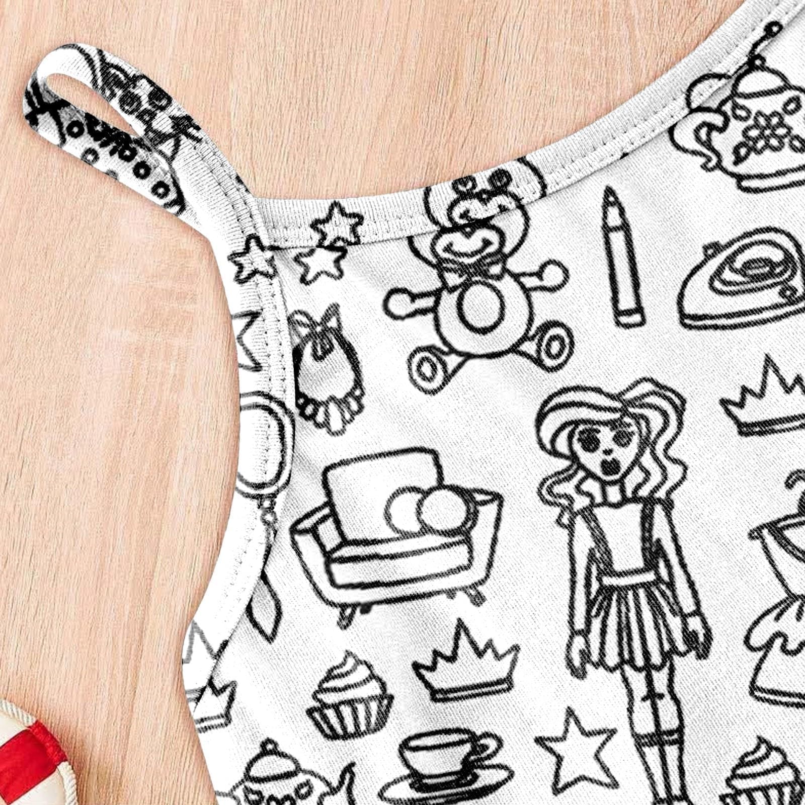 Kid DIY Hand Painted Homewear Jumpsuit Sleeveless Romper Outfits Pants Clothes for Boy and Girl Can Play with and Wear