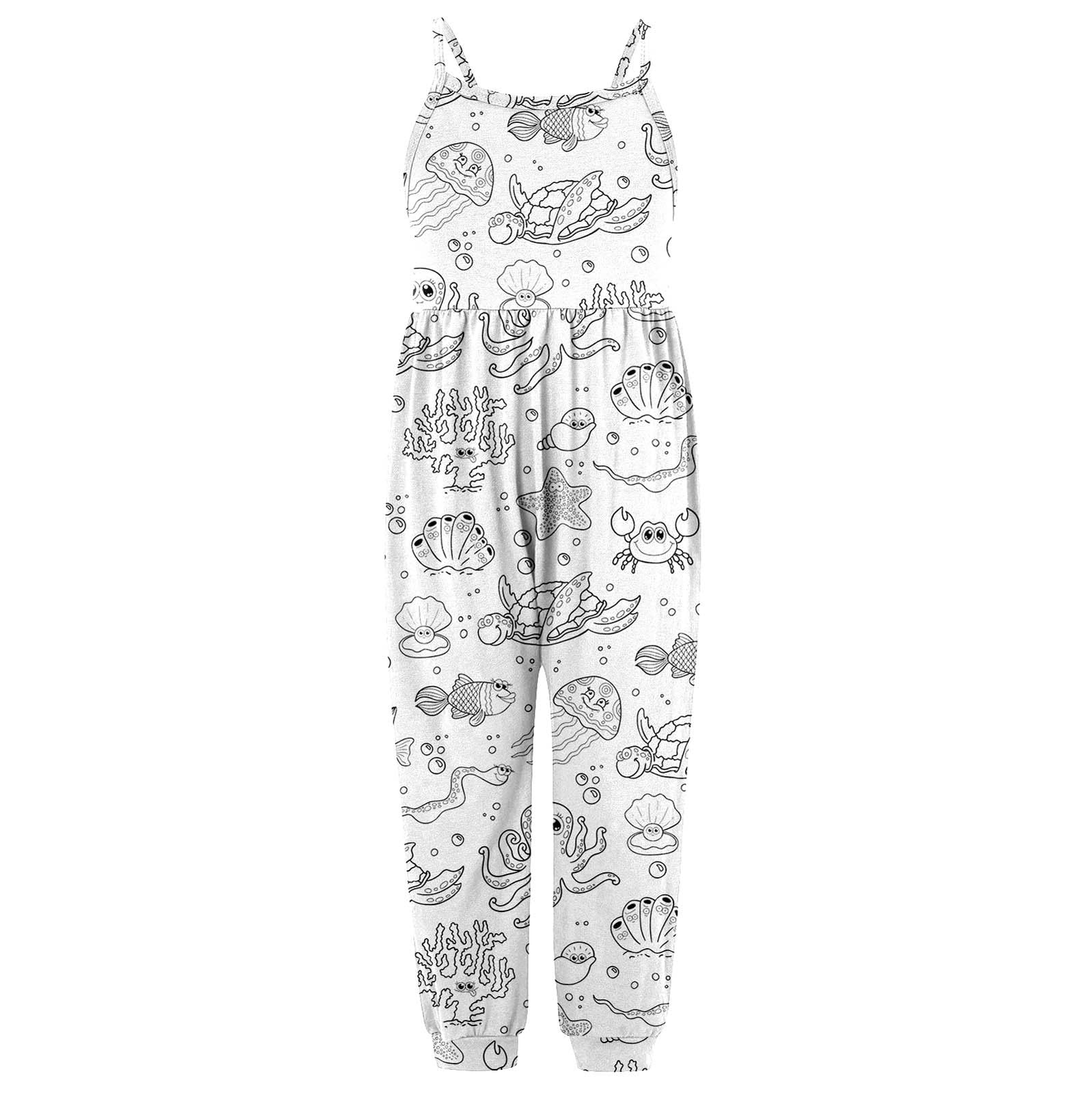 Kid DIY Hand Painted Homewear Jumpsuit Sleeveless Romper Outfits Pants Clothes for Boy and Girl Can Play with and Wear