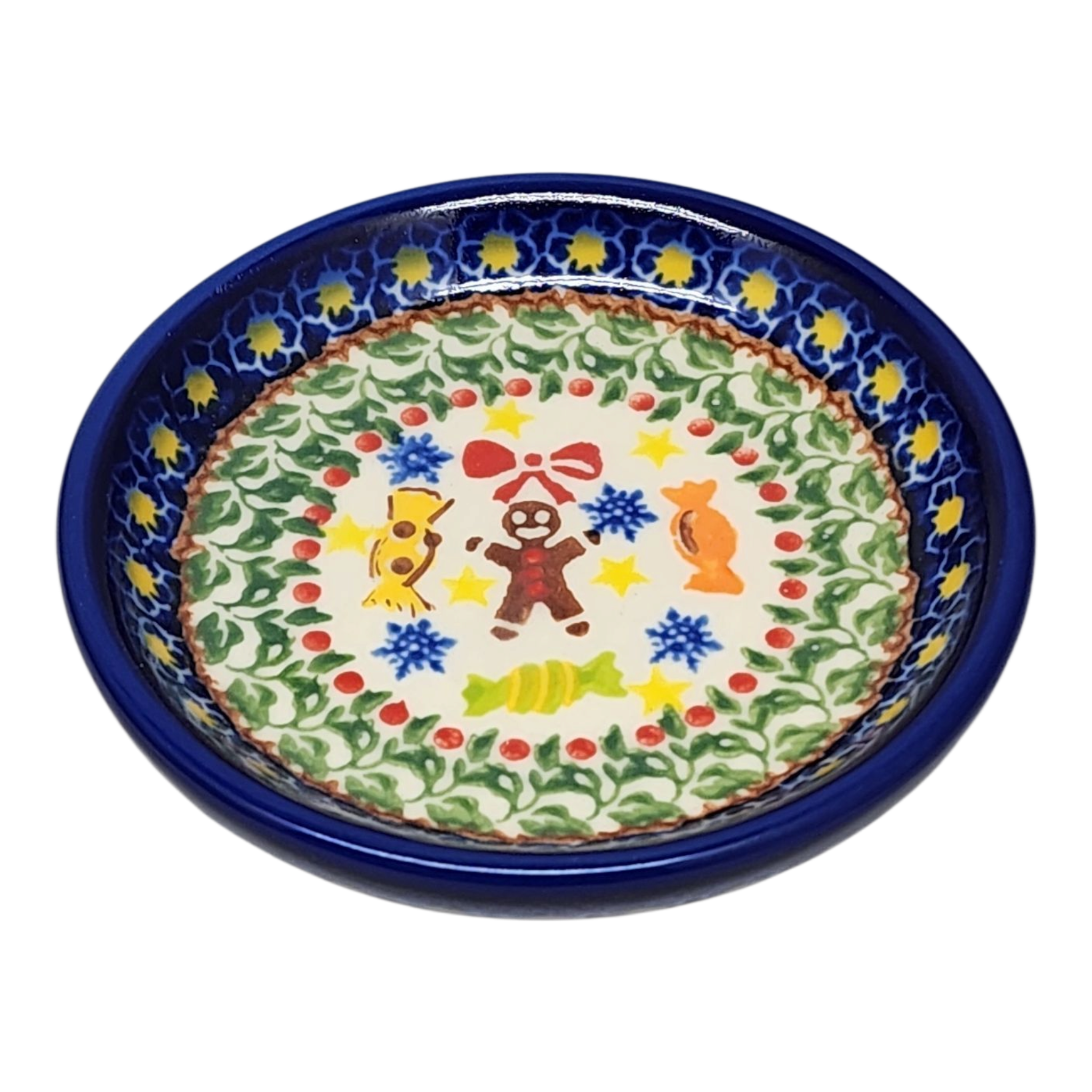 Ceramic Snack Plate - Gingerbread Joy Pattern