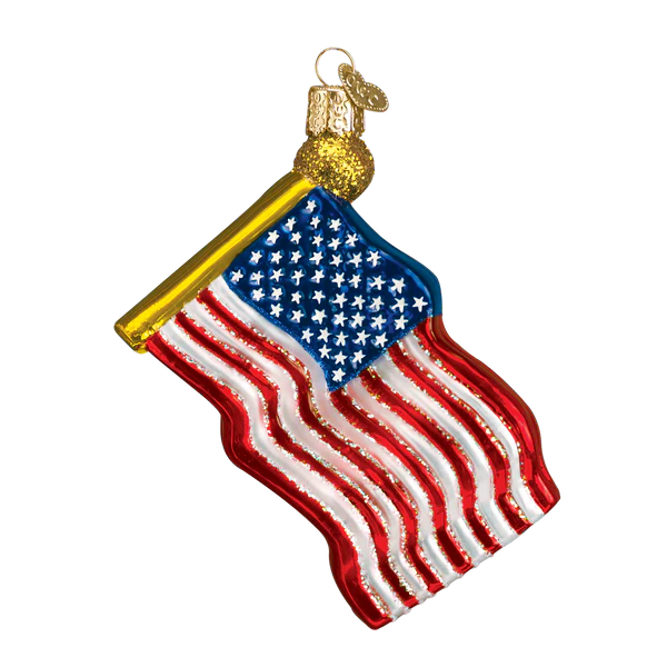 Old World Christmas Star-Spangled Banner Glass Blown Ornament