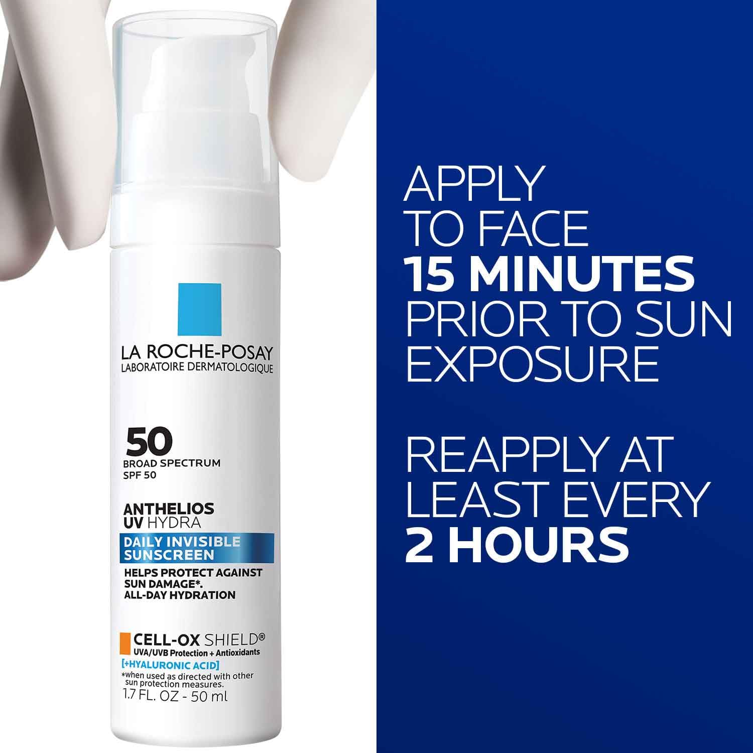 La Roche Posay Anthelios UV Sunscreen SPF 50, Daily Sunscreen for Face in 3 Formulas, UV Tone with Niacinamide, UV Hydra with Hyaluronic Acid, UV Clear with Azelaic Acid, Broad Spectrum Invisible SPF