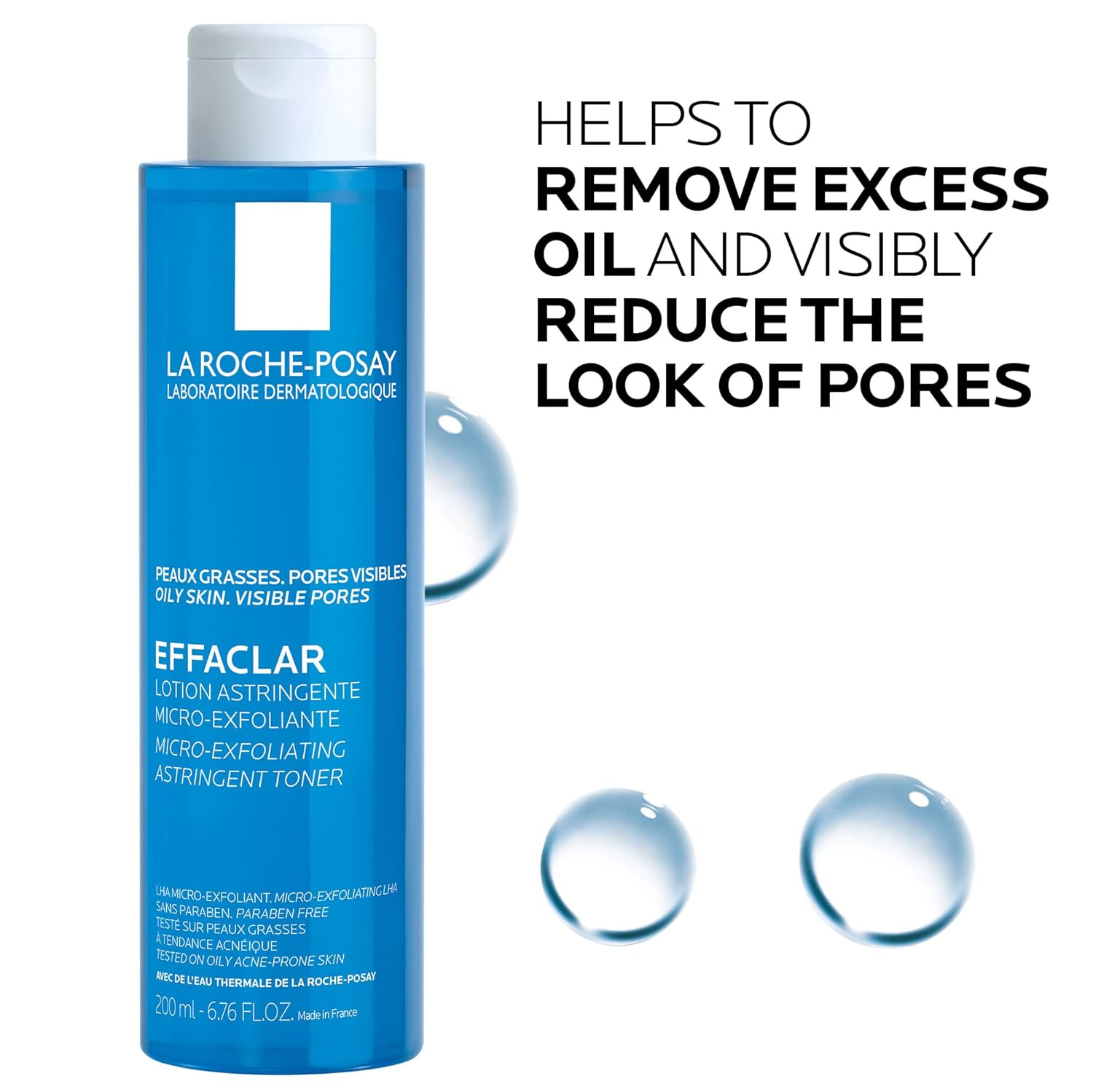La Roche-Posay Effaclar Astringent Face Toner for Oily Skin, with Exfoliating LHAs to Minimize Appearance of Pores and Smooth Skin Texture