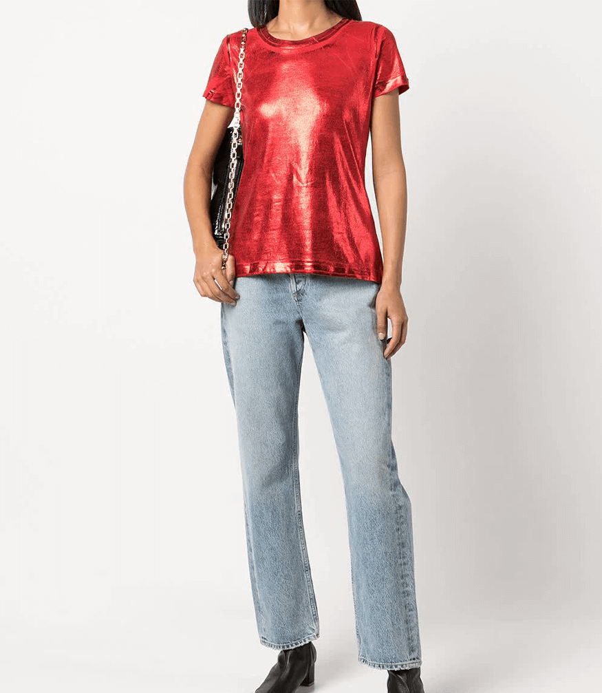 Metallic Coated Cotton T-Shirt