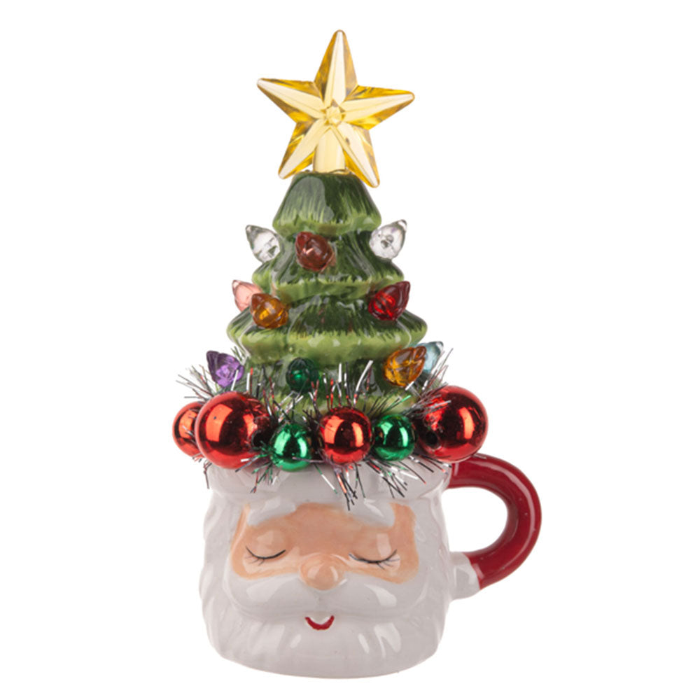 Santa Mug w/Tree Figurine Lights Up!