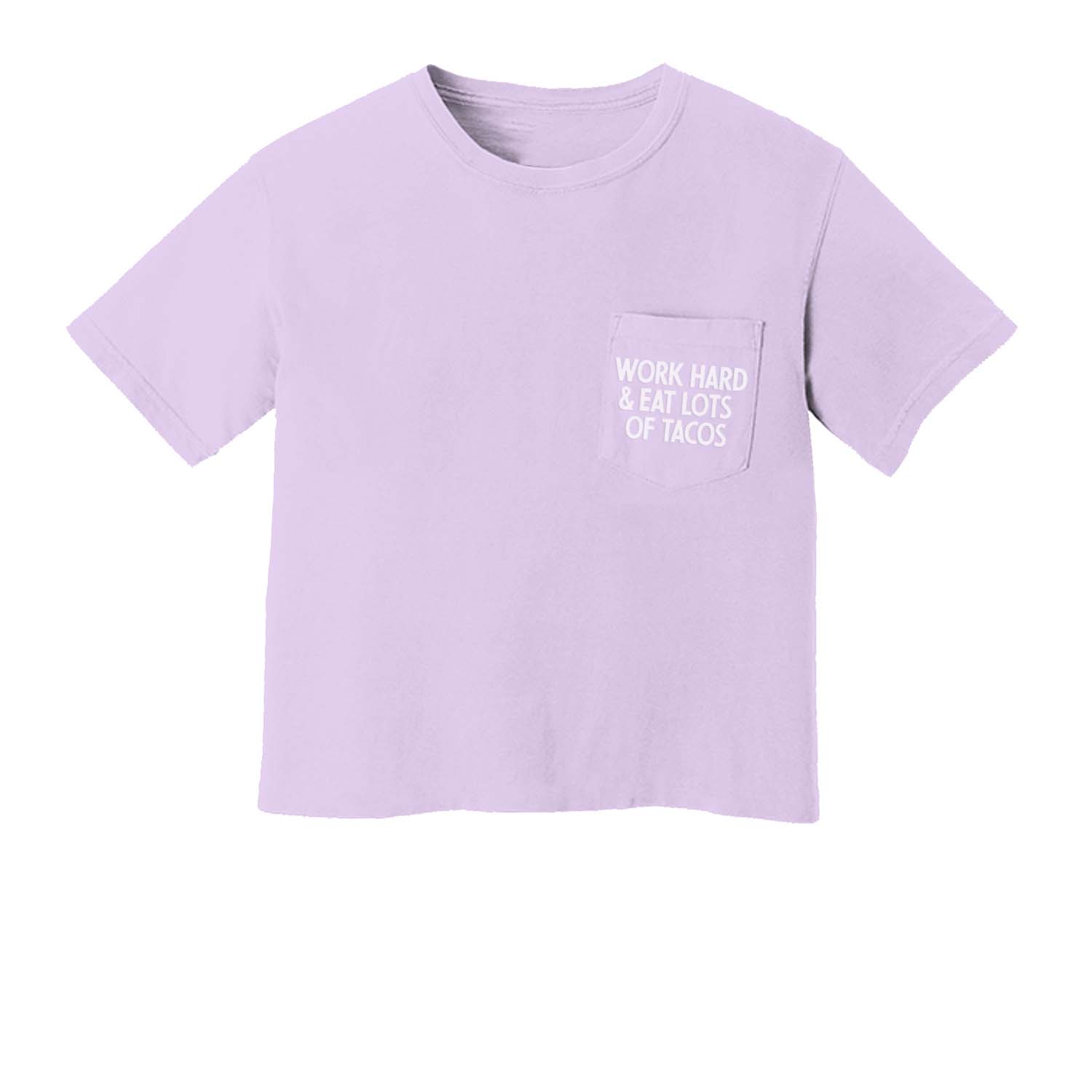 Work Hard & Eat Lots of Tacos Crop Pocket Tee