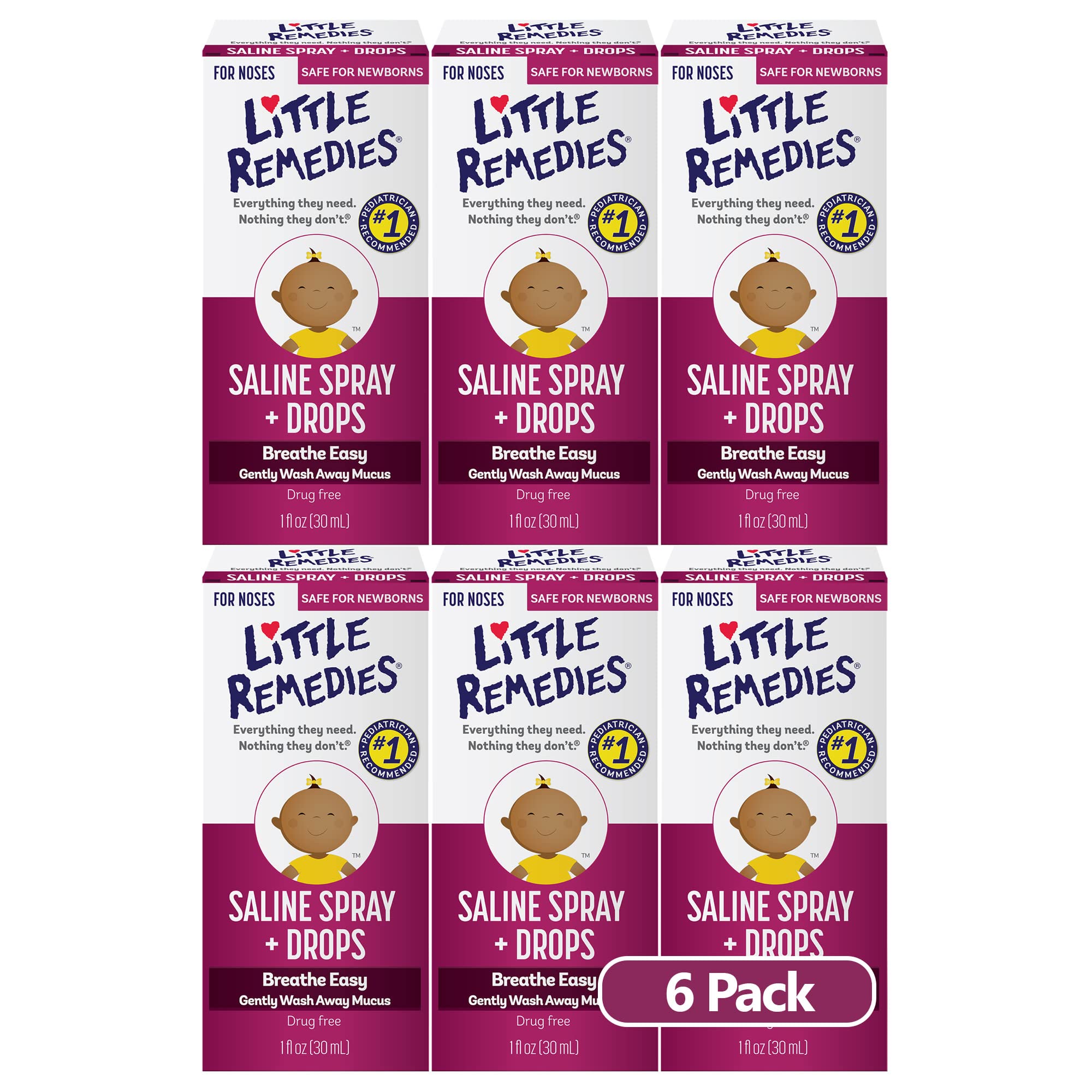 Little Remedies, Saline Nasal Spray and Saline Drops for Baby and Newborn, 0.5 Fl Oz, 3 Pack