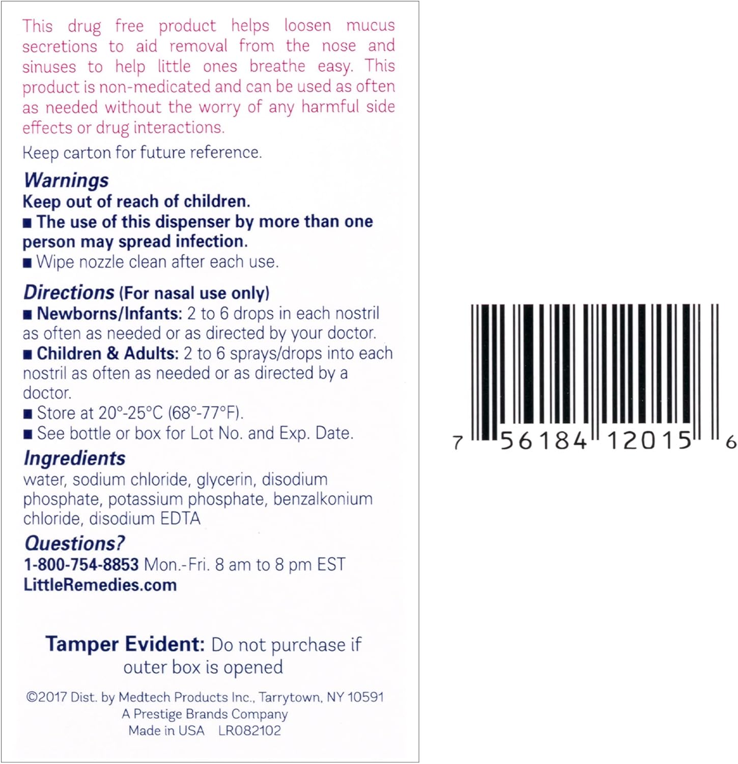 Little Remedies, Saline Nasal Spray and Saline Drops for Baby and Newborn, 0.5 Fl Oz, 3 Pack