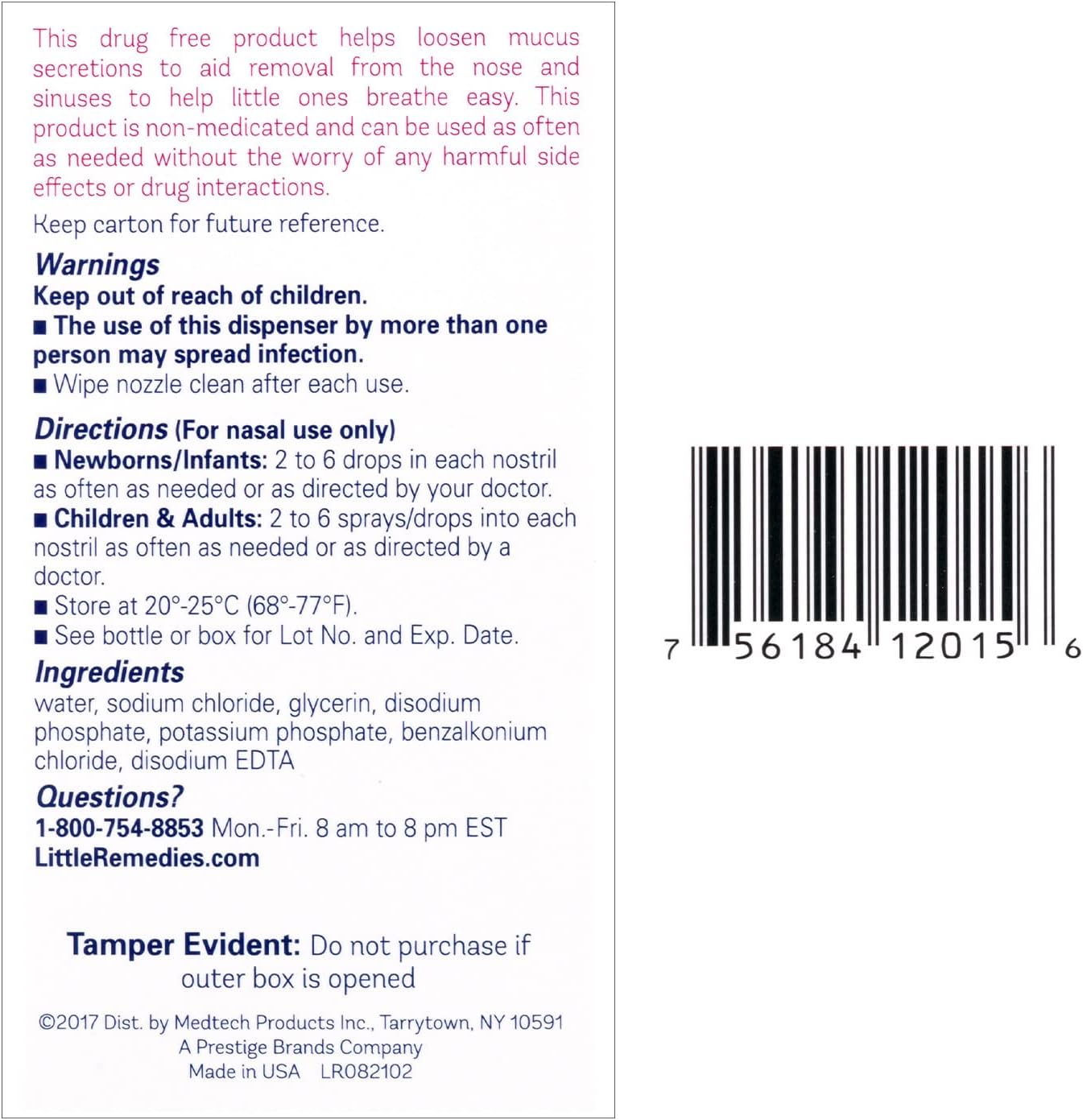 Little Remedies, Saline Nasal Spray and Saline Drops for Baby and Newborn, 0.5 Fl Oz, 3 Pack