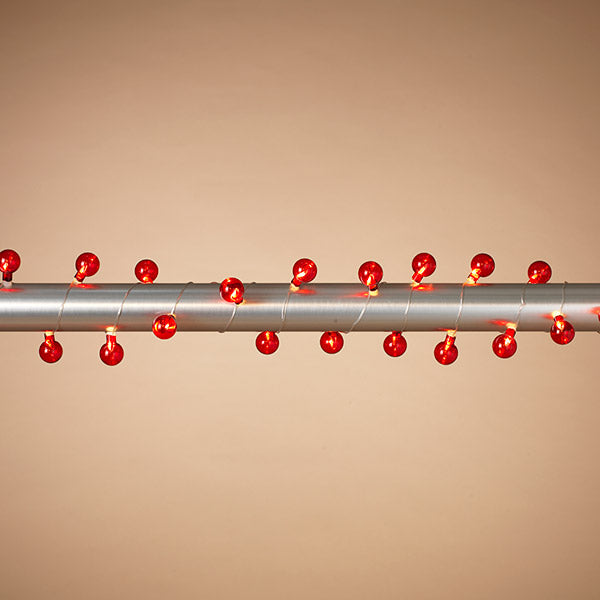 Glass Bubble Light String with 40 Lights - Red