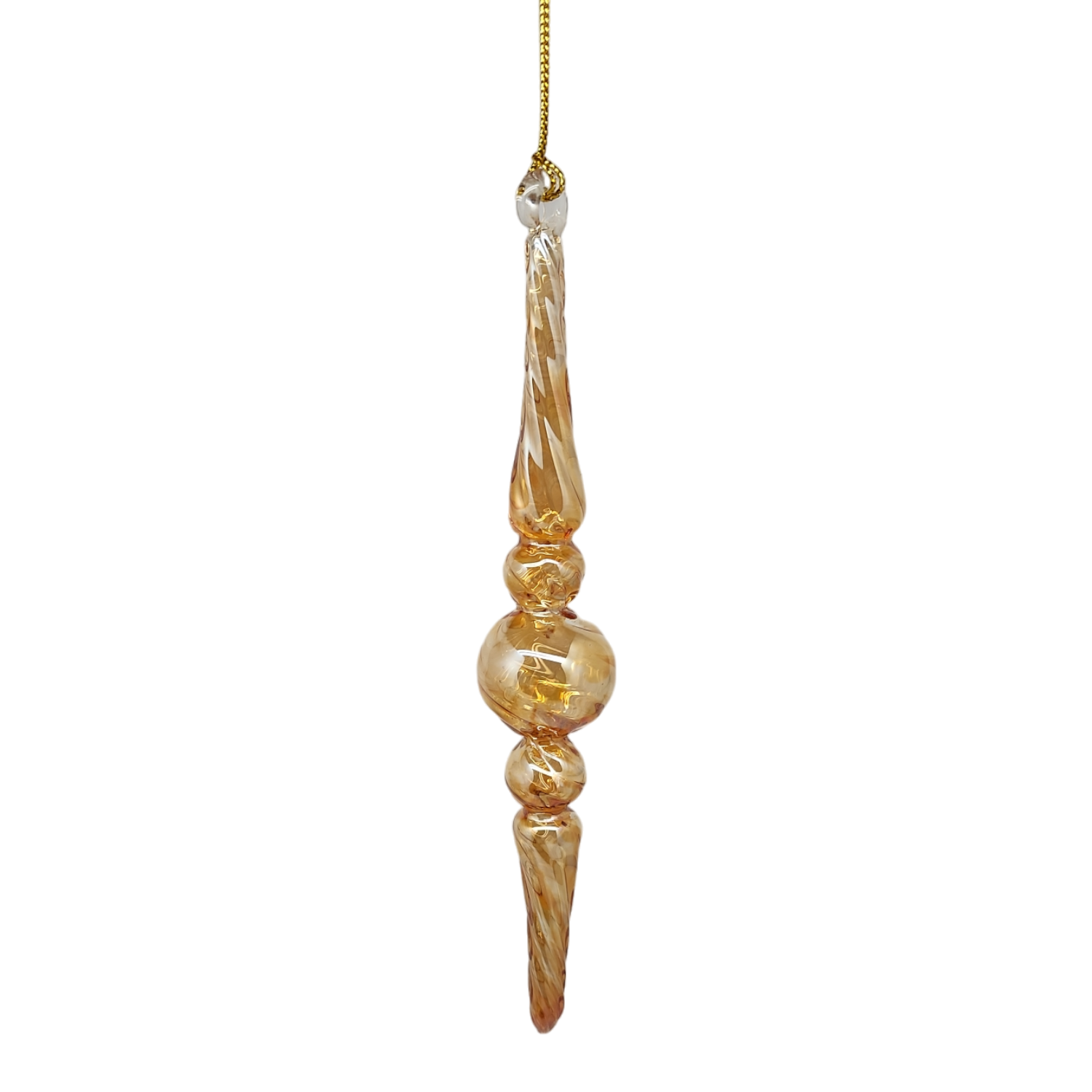Outer Swirl Icicle Glass Ornaments - Gold -Finial