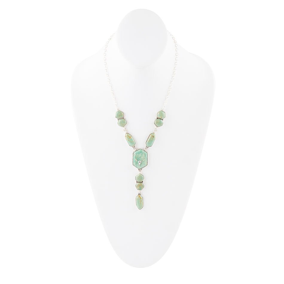 Longhorn Green Turquoise and Sterling Silver Necklace