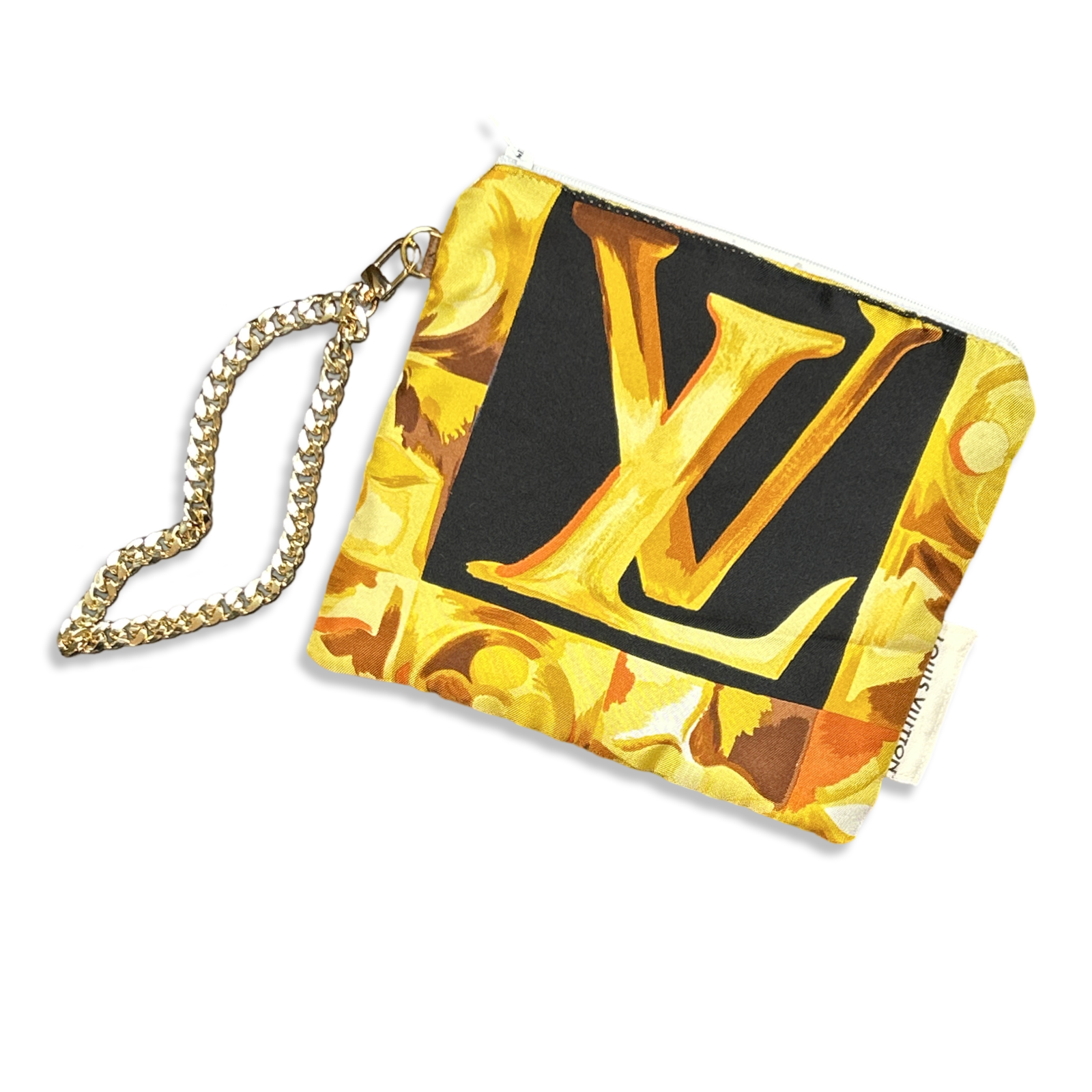 Au Fils du Temps Logo Vintage Silk Scarf Wristlet Bag