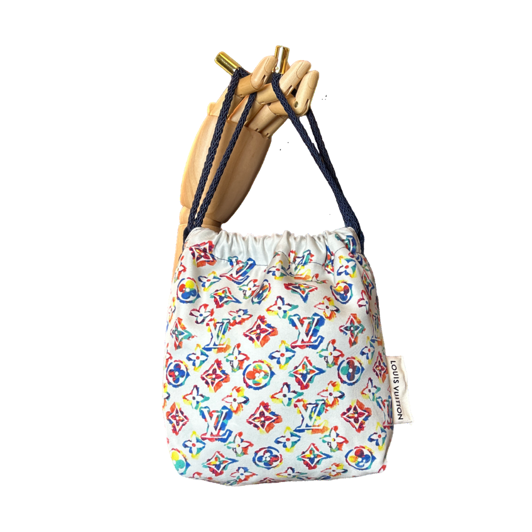 LV Monogram Vintage Silk Scarf Drawstring Crossbody Bag